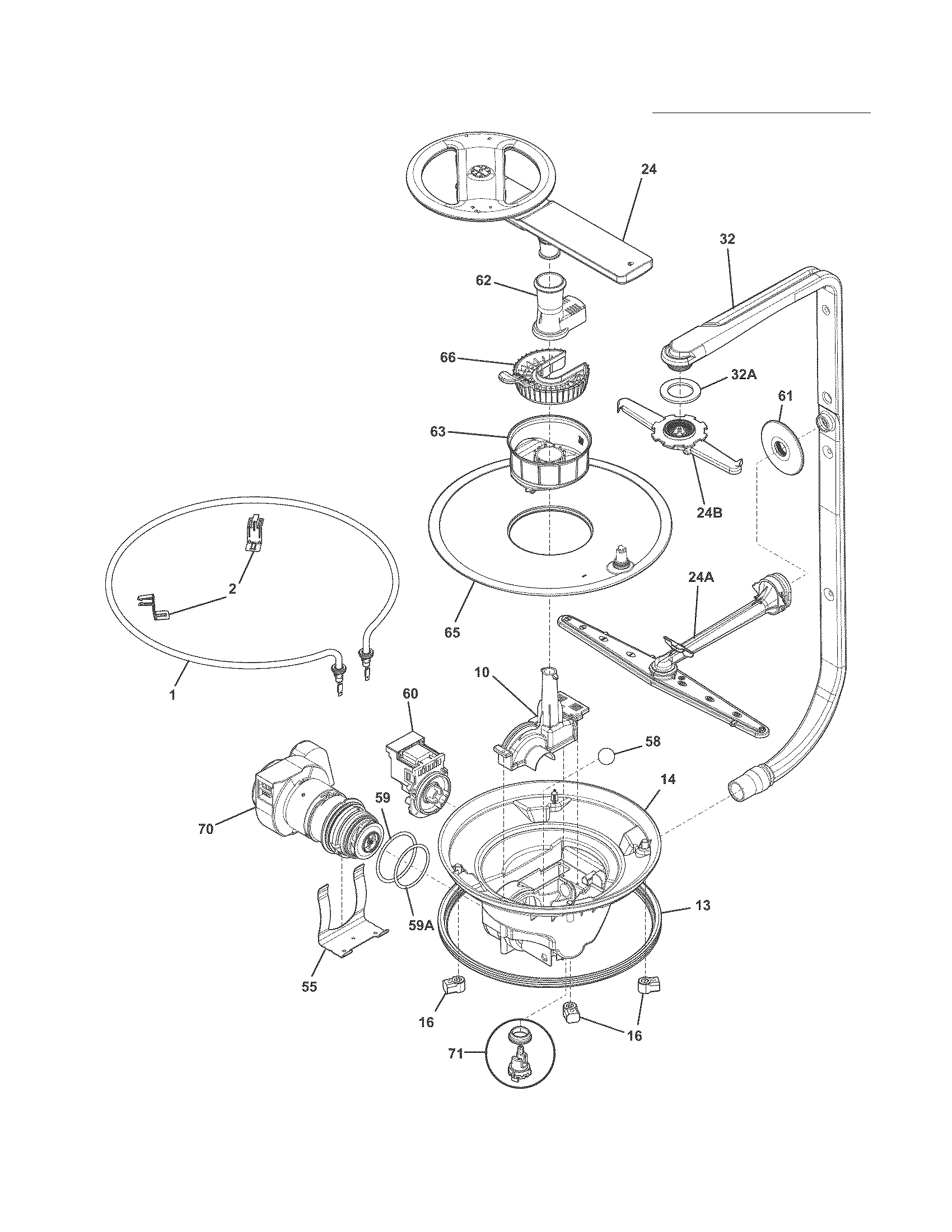 Frigidaire FPHD2485NF1A motor & pump diagram