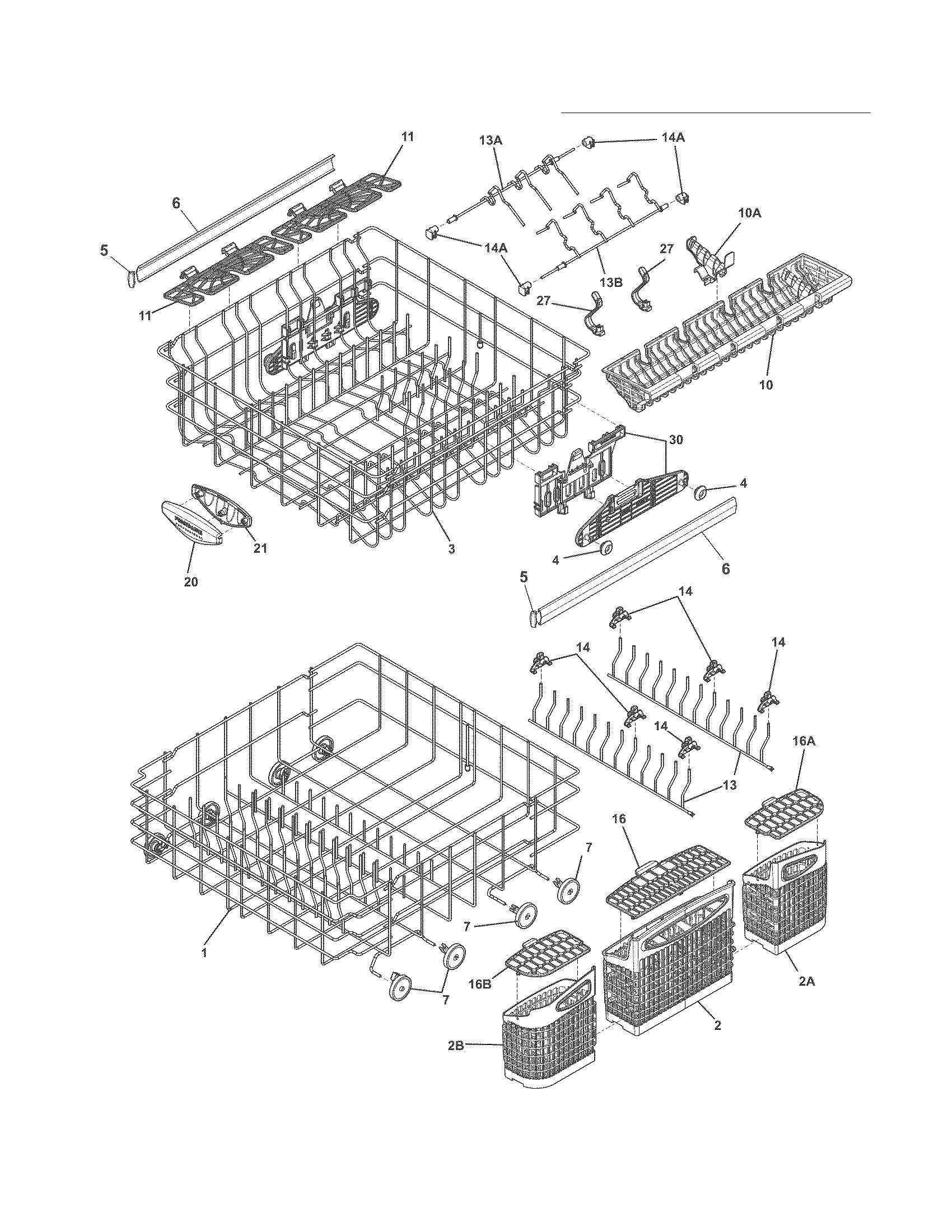 Frigidaire FPHD2485NF1A racks diagram