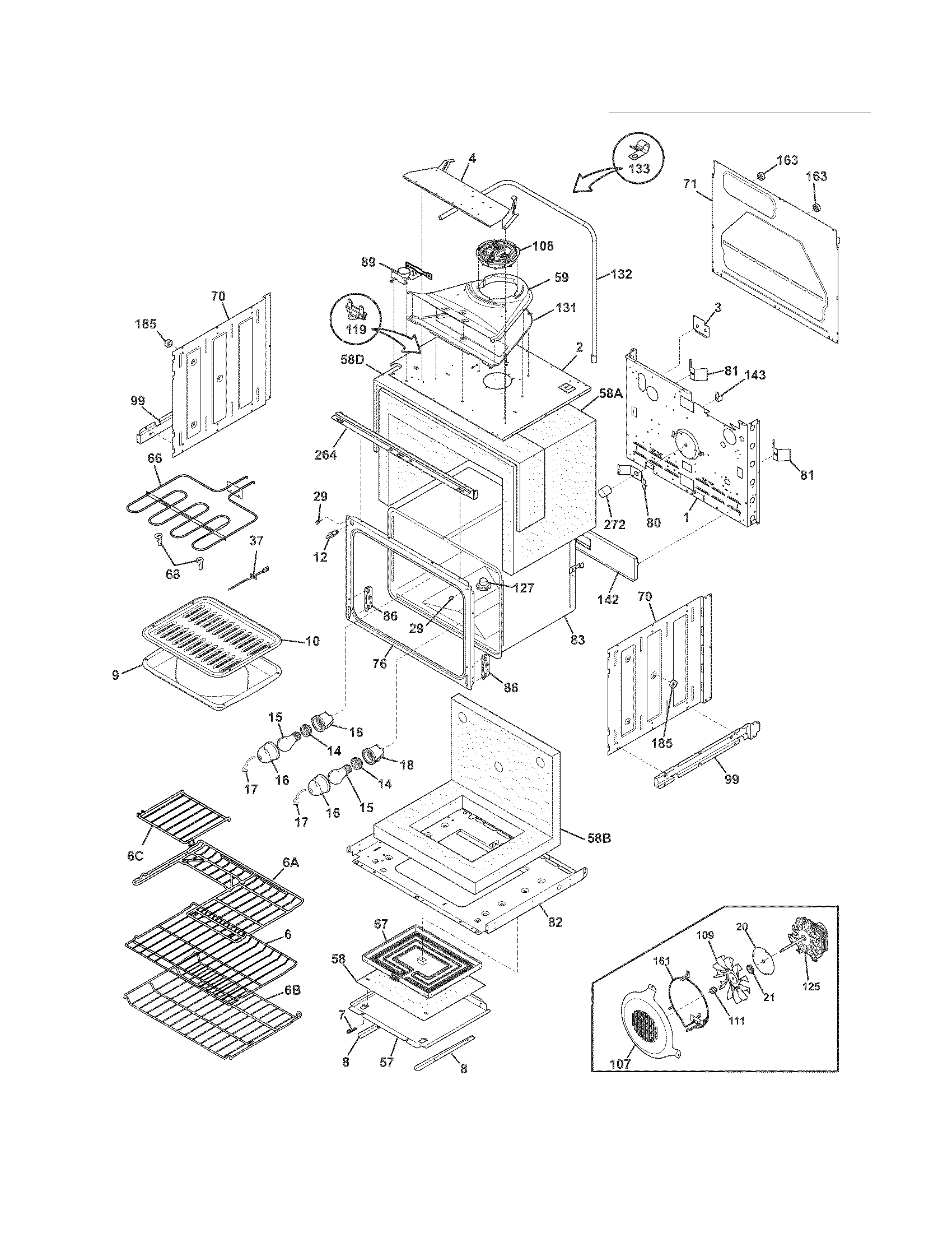 Frigidaire FGET3065KBB upper oven diagram