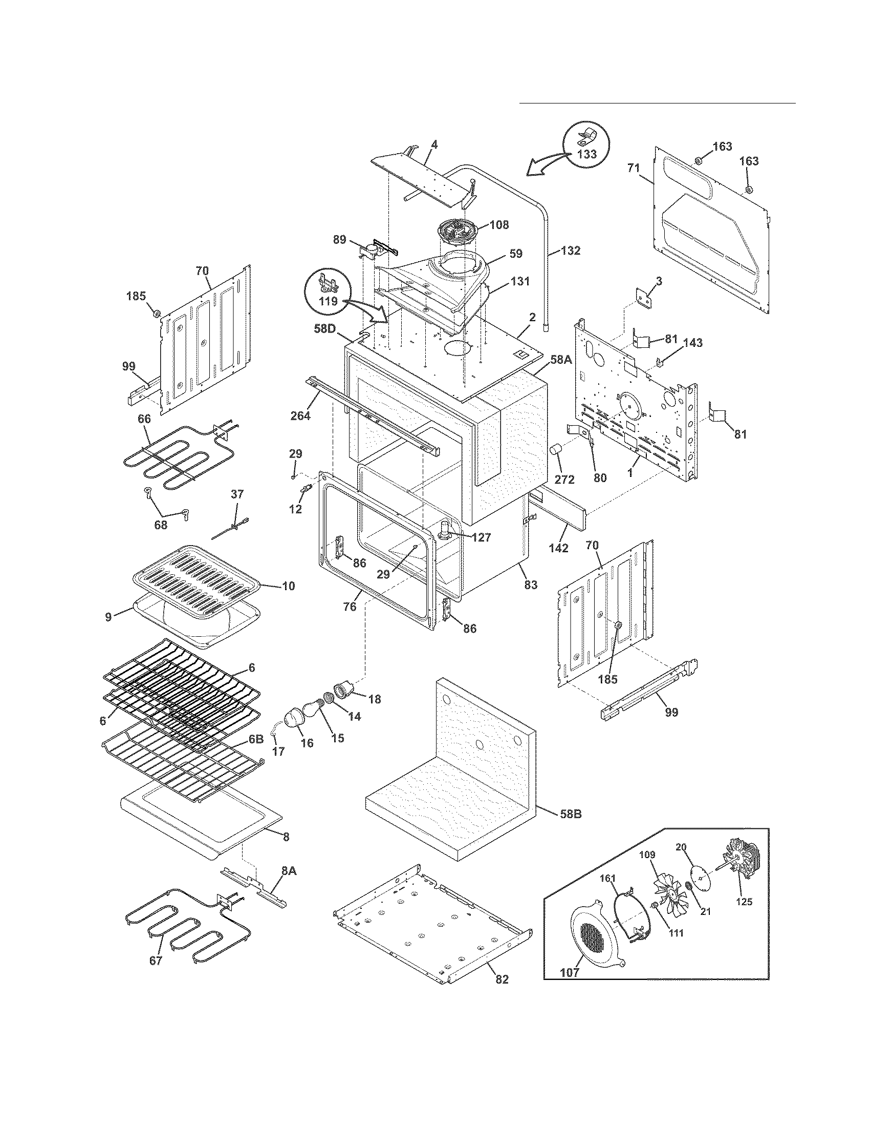 Frigidaire FGET3045KBB upper oven diagram