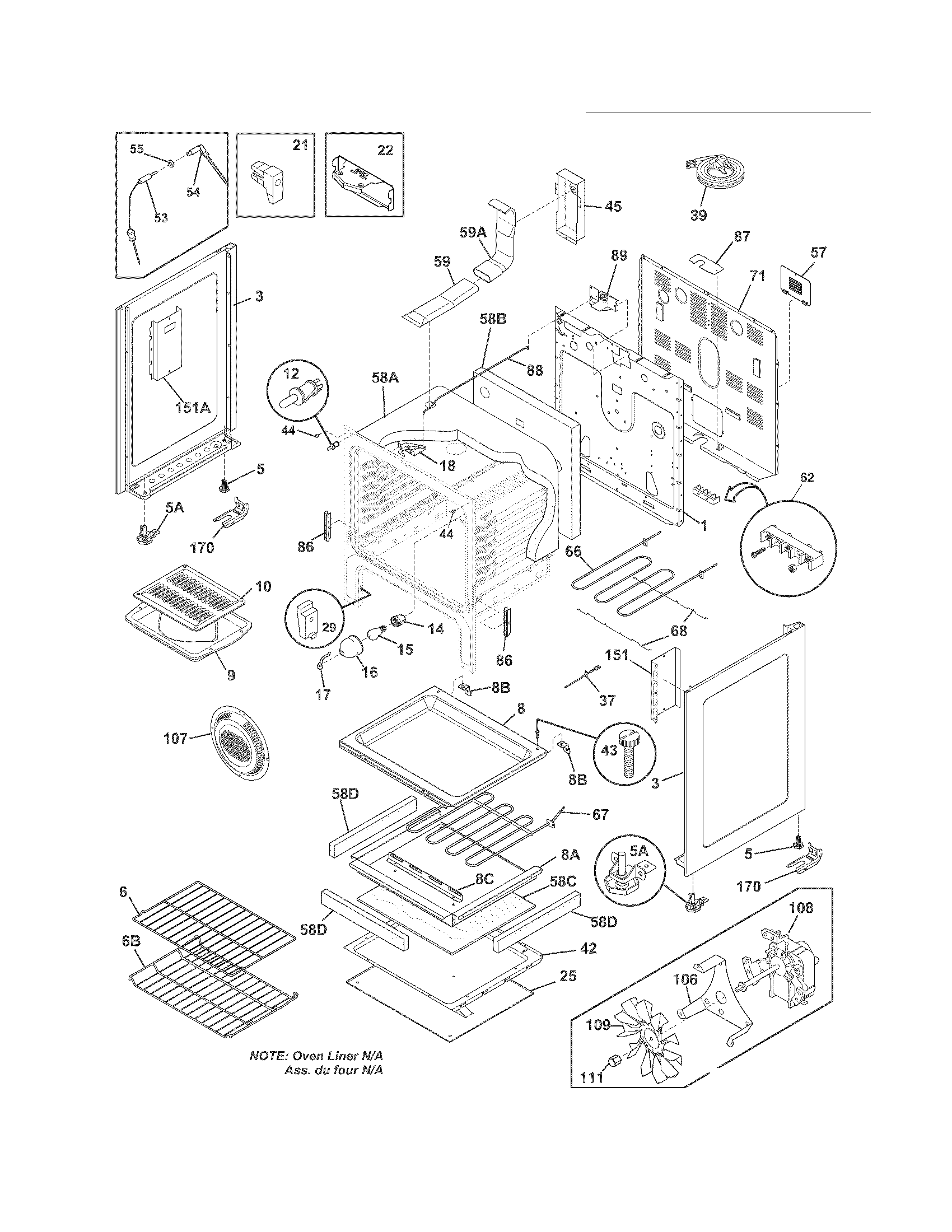 Frigidaire CGEF3032MBC body diagram