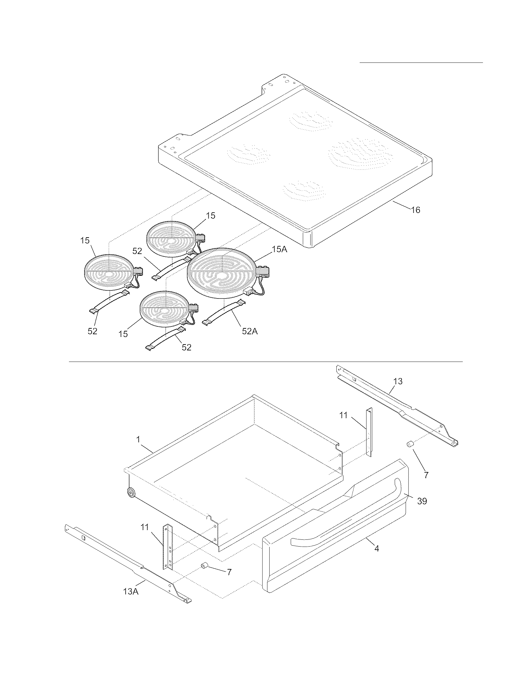Frigidaire CFEF2425LSC top/drawer diagram