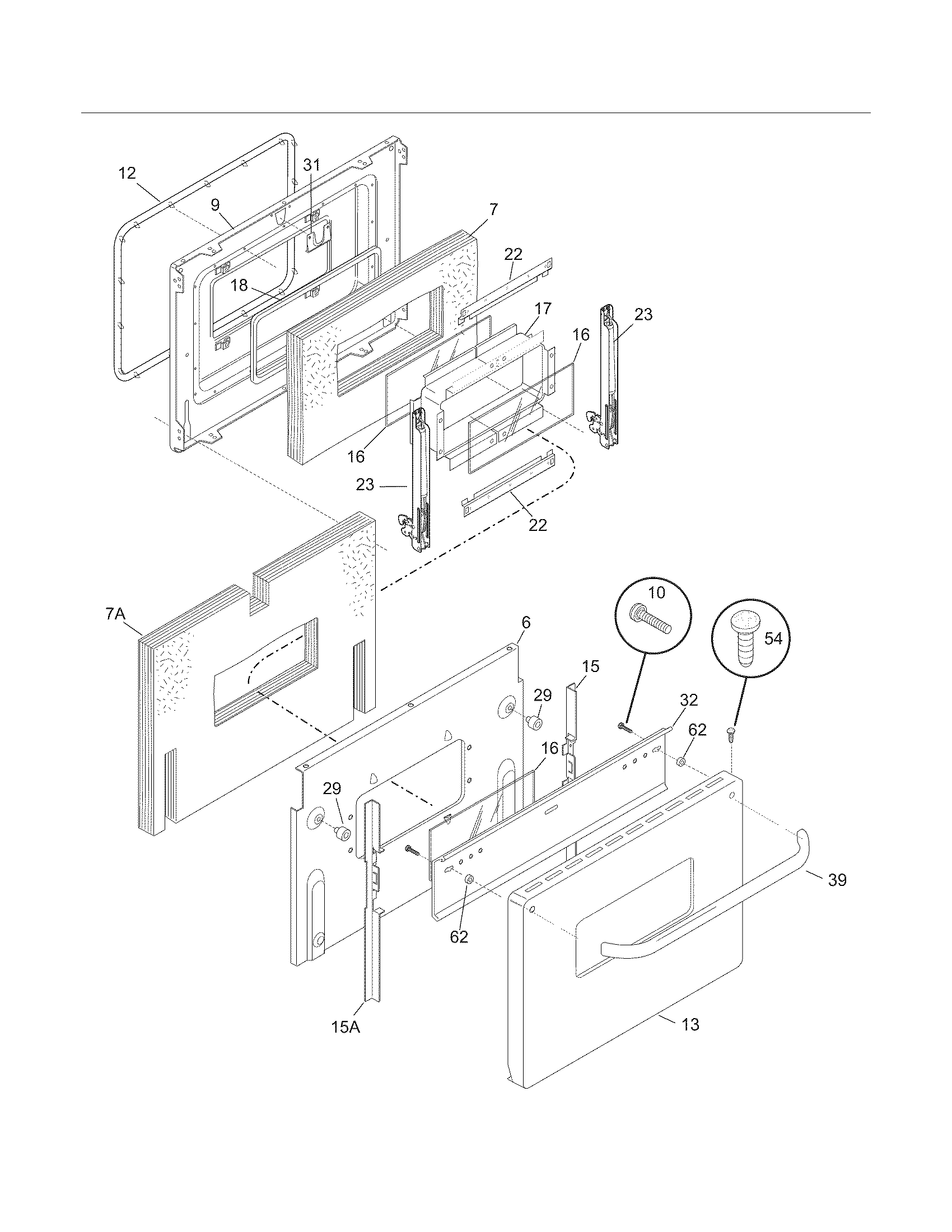 Frigidaire CFEF2425LSC door diagram