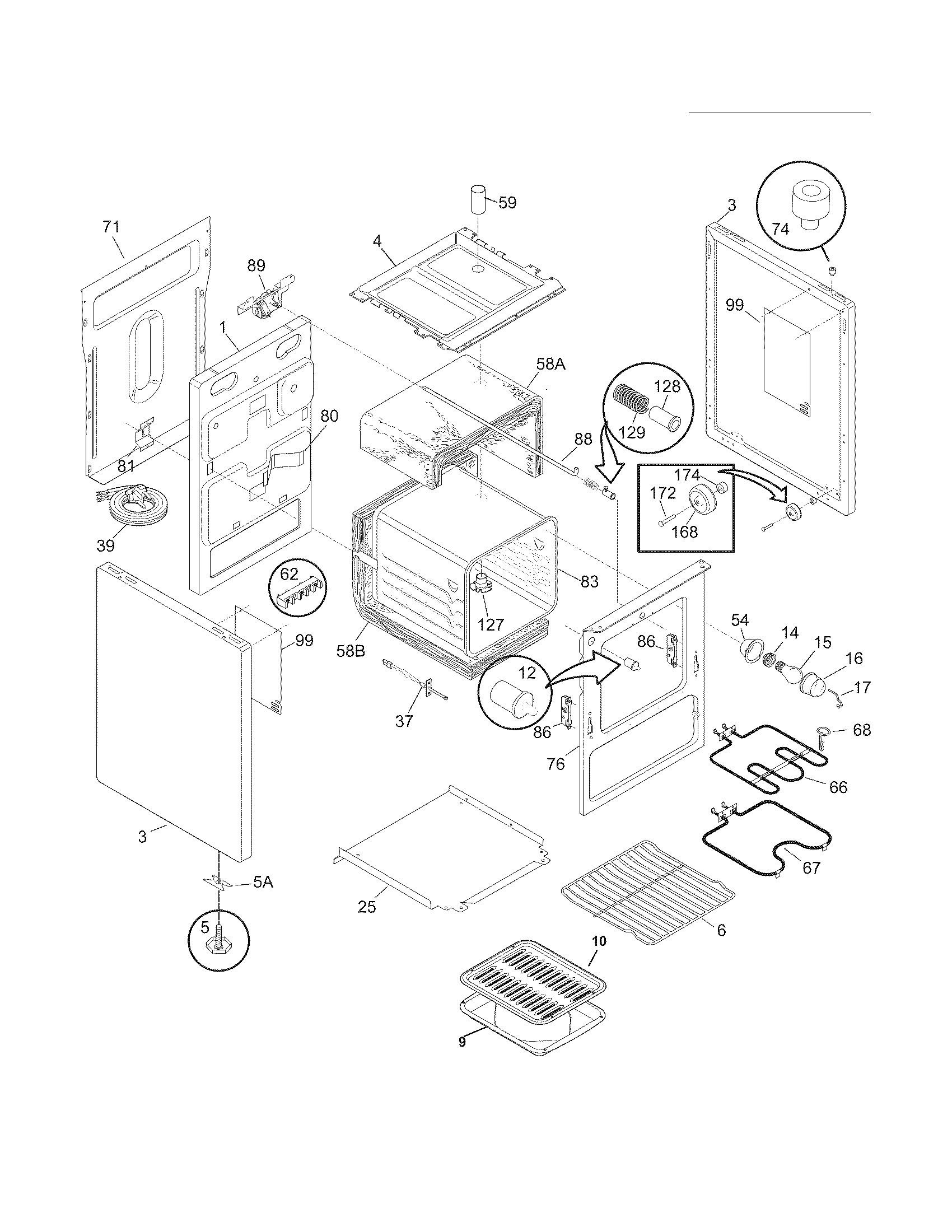 Frigidaire CFEF2415LWC body diagram