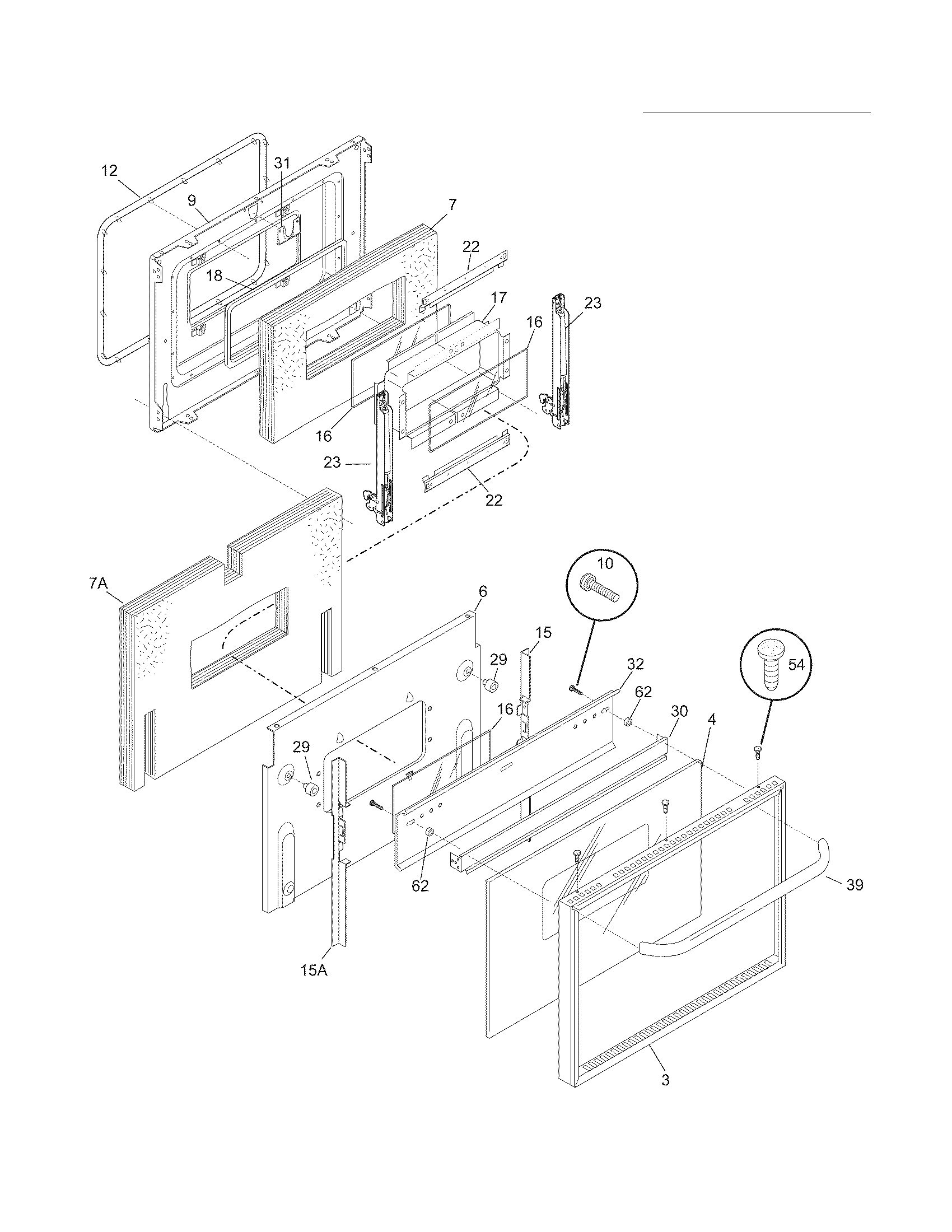 Frigidaire CFEF2415LWC door diagram