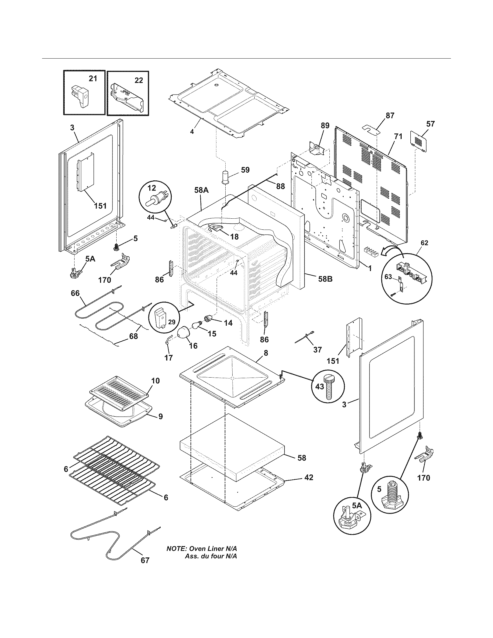 Frigidaire FFEF3015ZWB body diagram