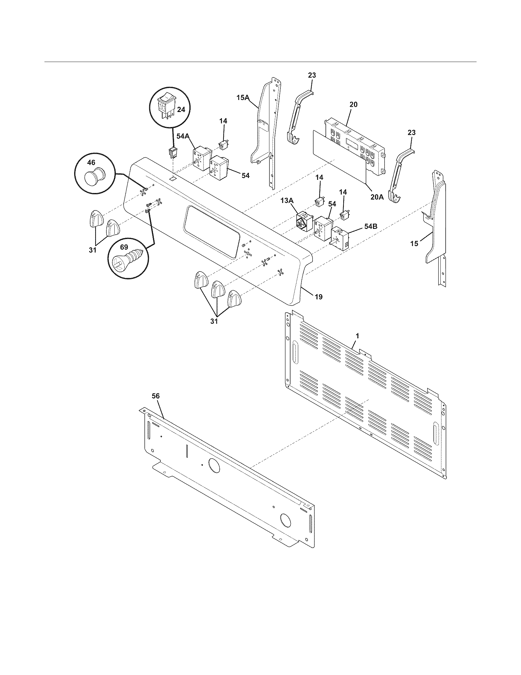 Frigidaire FFEF3020LWG backguard diagram