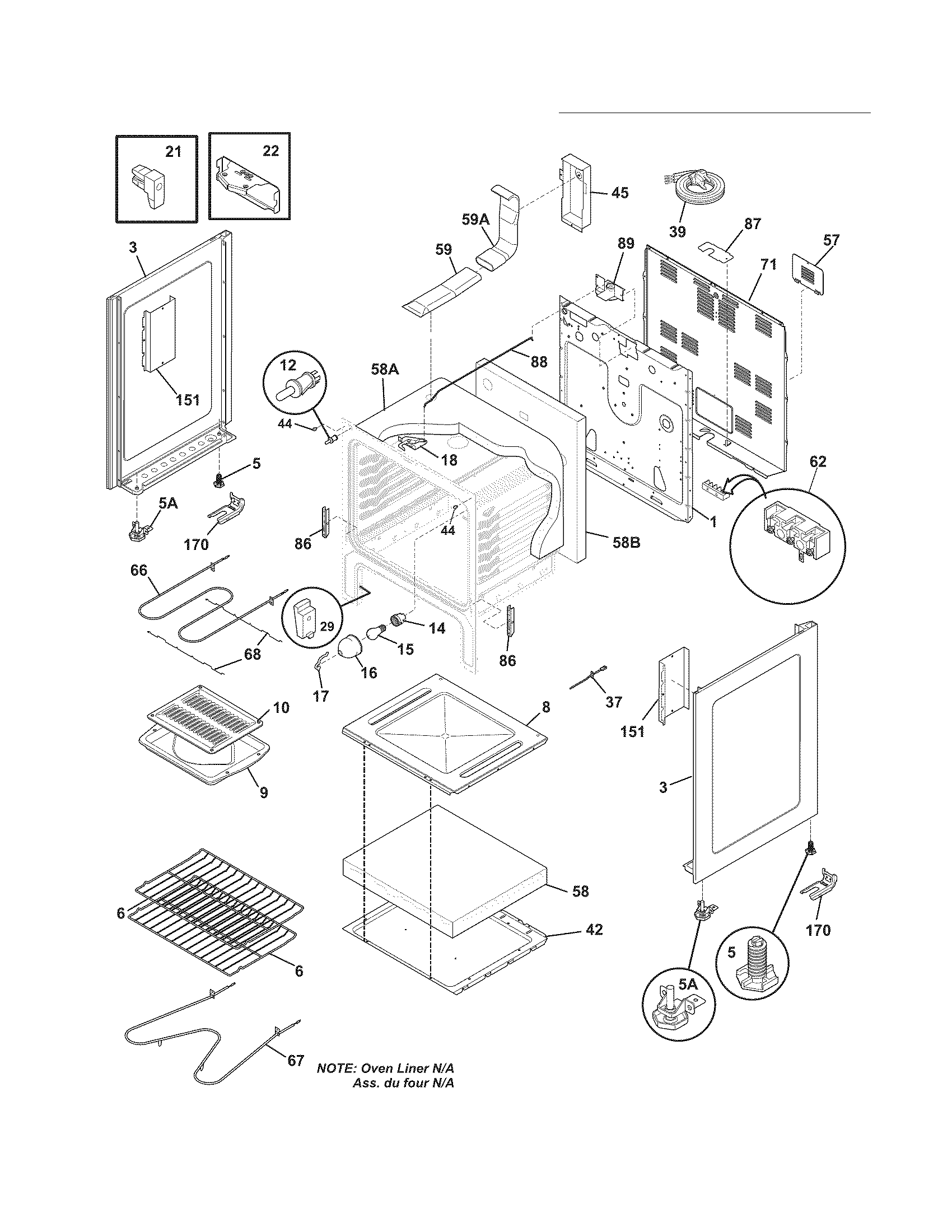 Frigidaire CFEF3018LWF body diagram