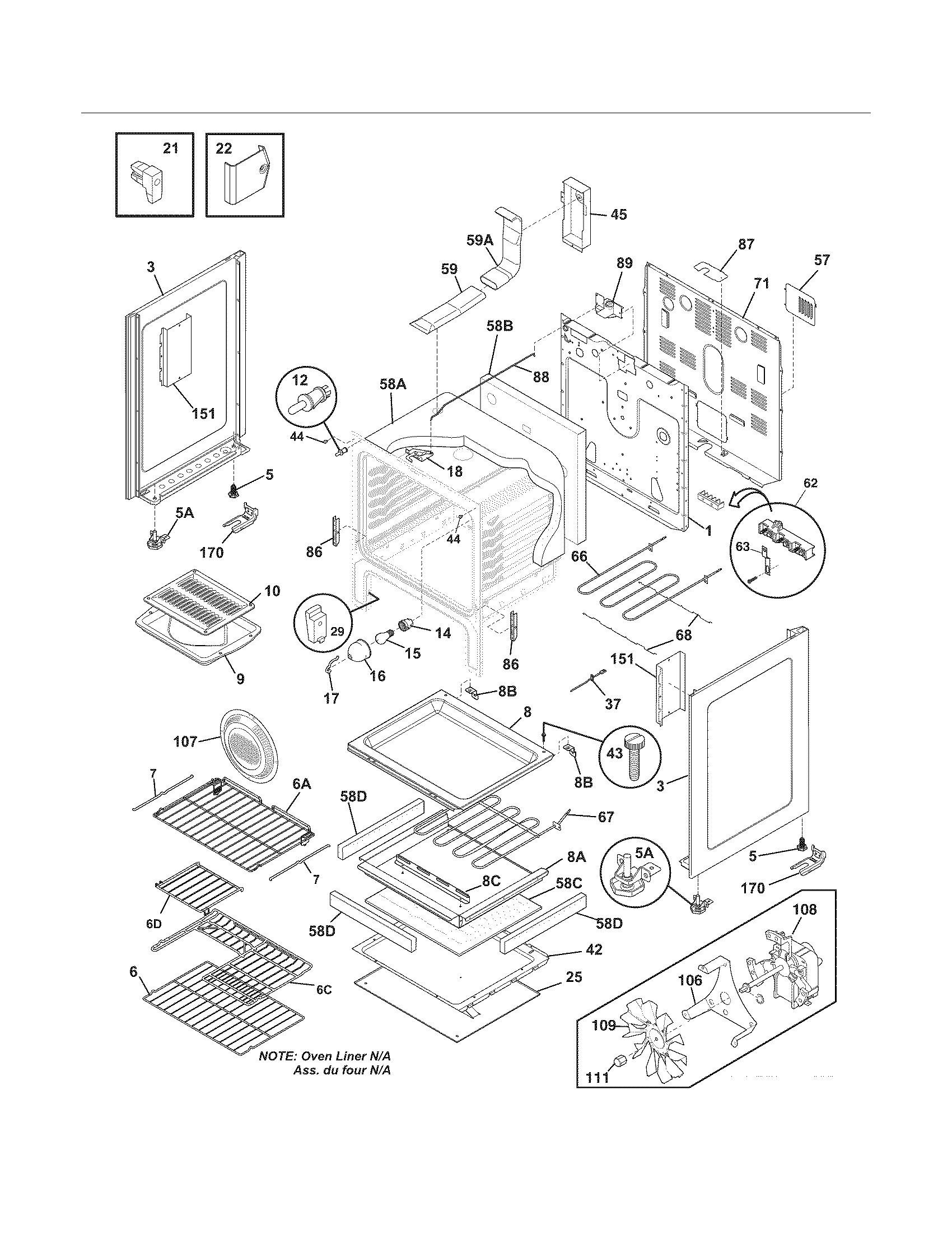 Frigidaire LGEF3033KQG body diagram
