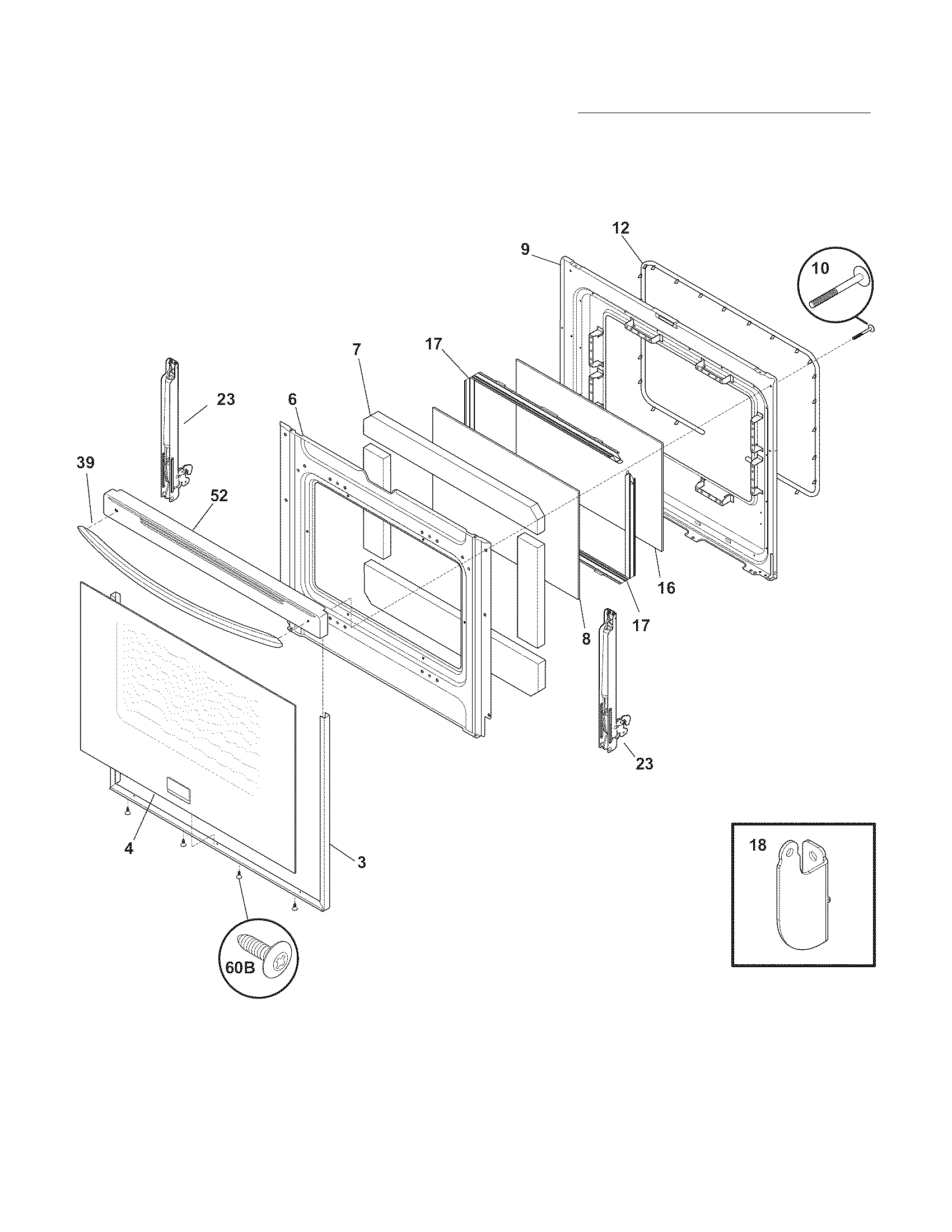Frigidaire LGEF3033KQG door diagram