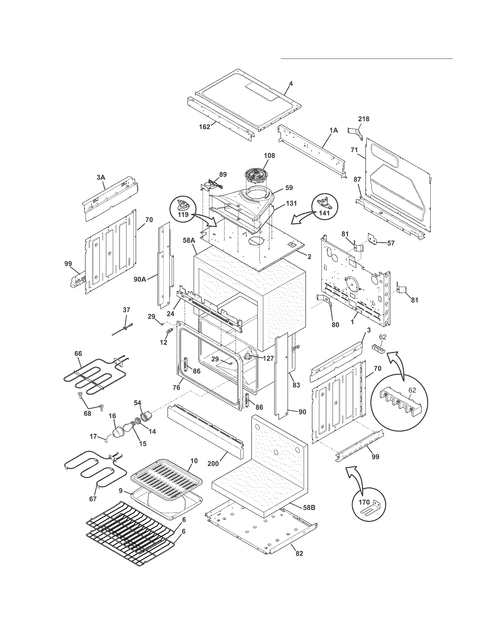 Frigidaire FFED3015LBE body diagram