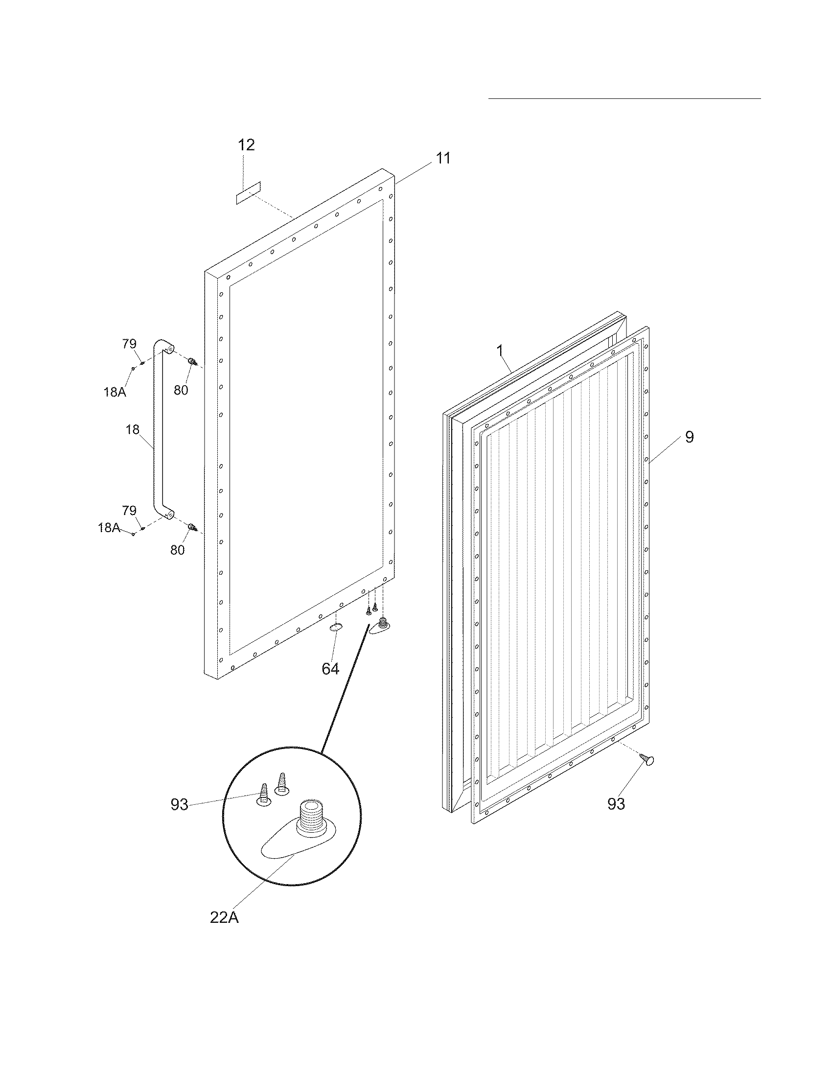 Frigidaire FCFS201LFB4 door diagram
