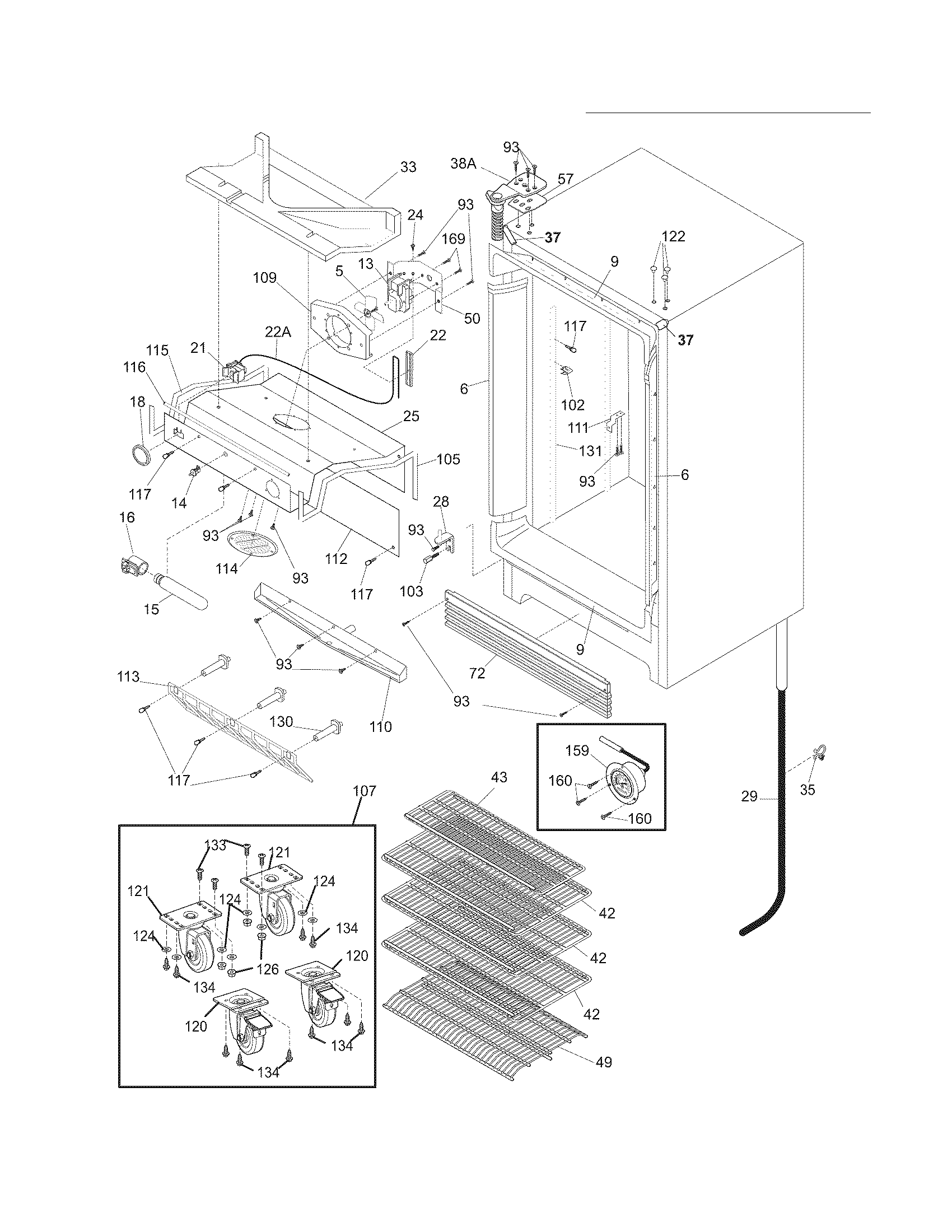 Frigidaire FCFS201LFB4 cabinet diagram