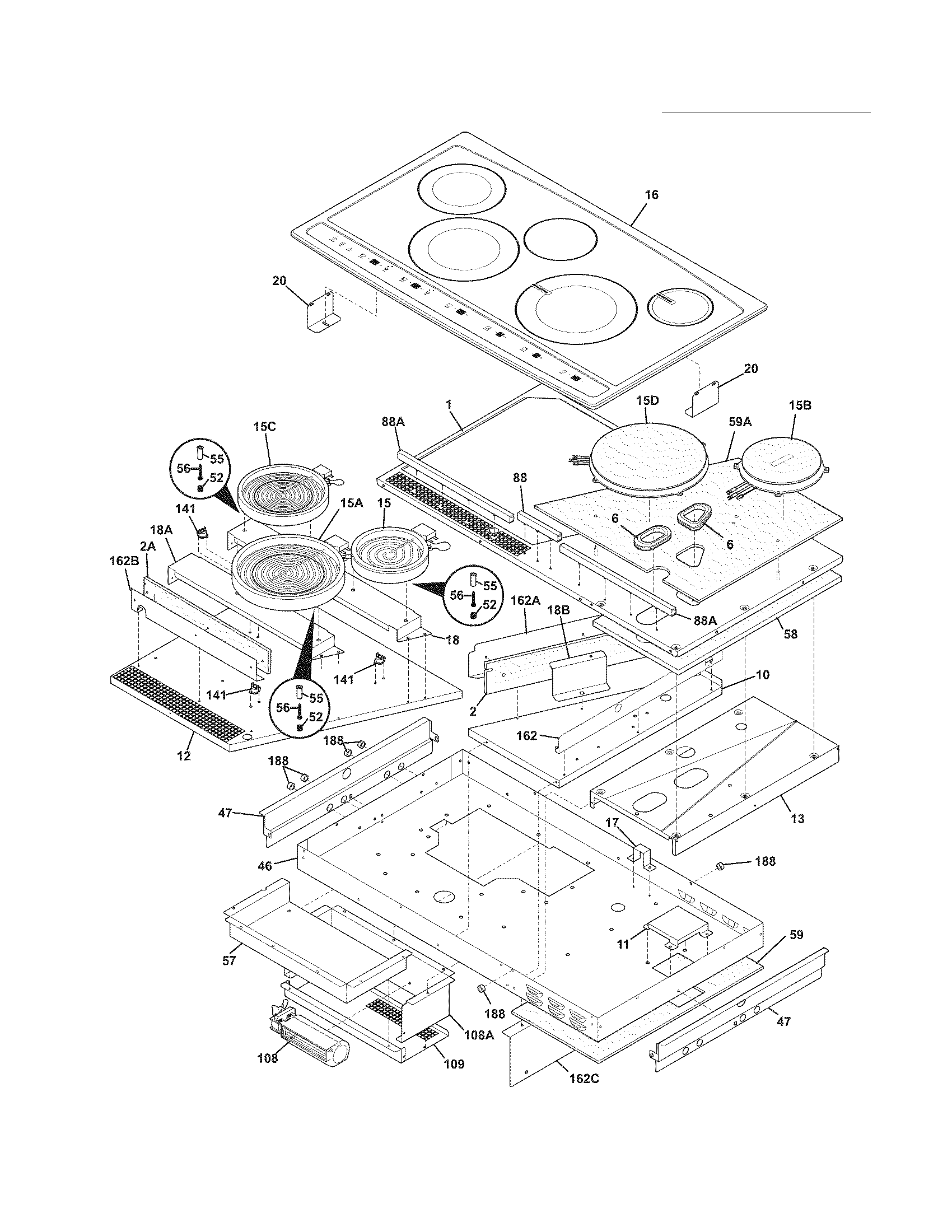 Electrolux EW36CC55GS2 main top diagram