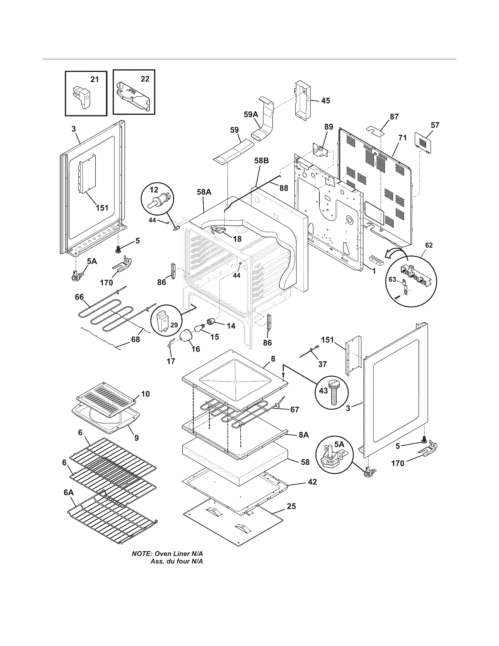 Frigidaire DGEF3031KBC body diagram