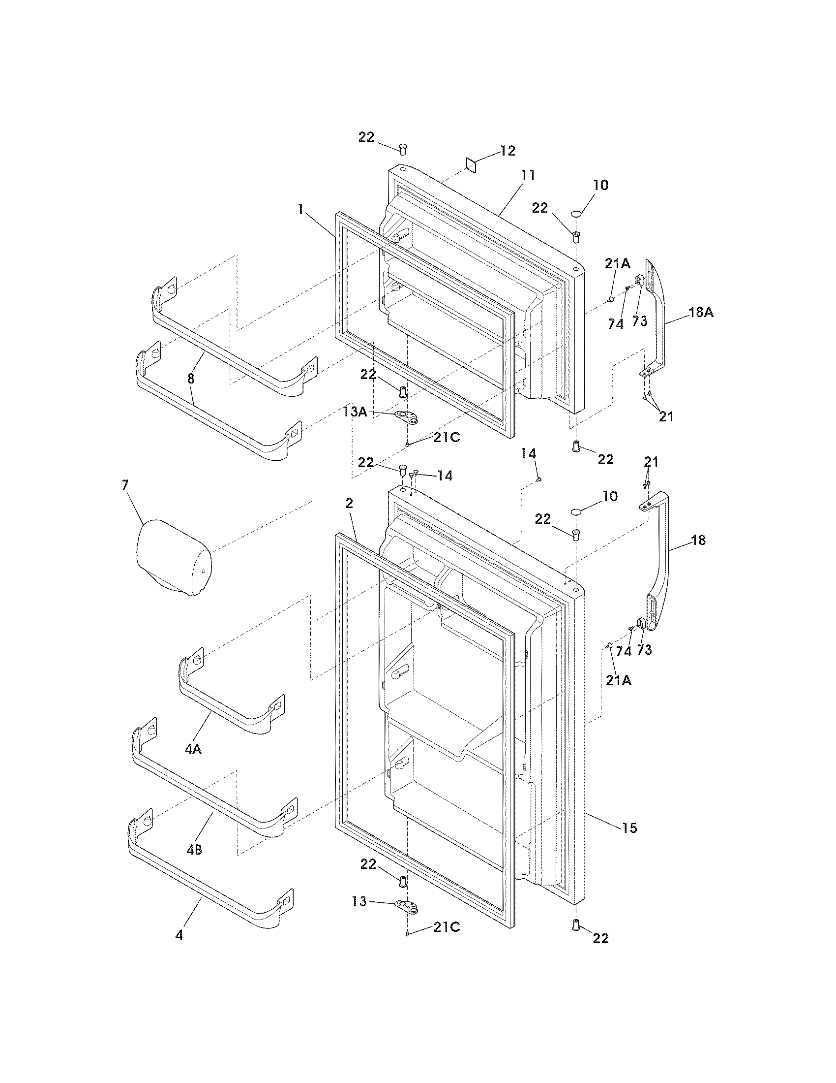 Kenmore 25372622014 doors diagram