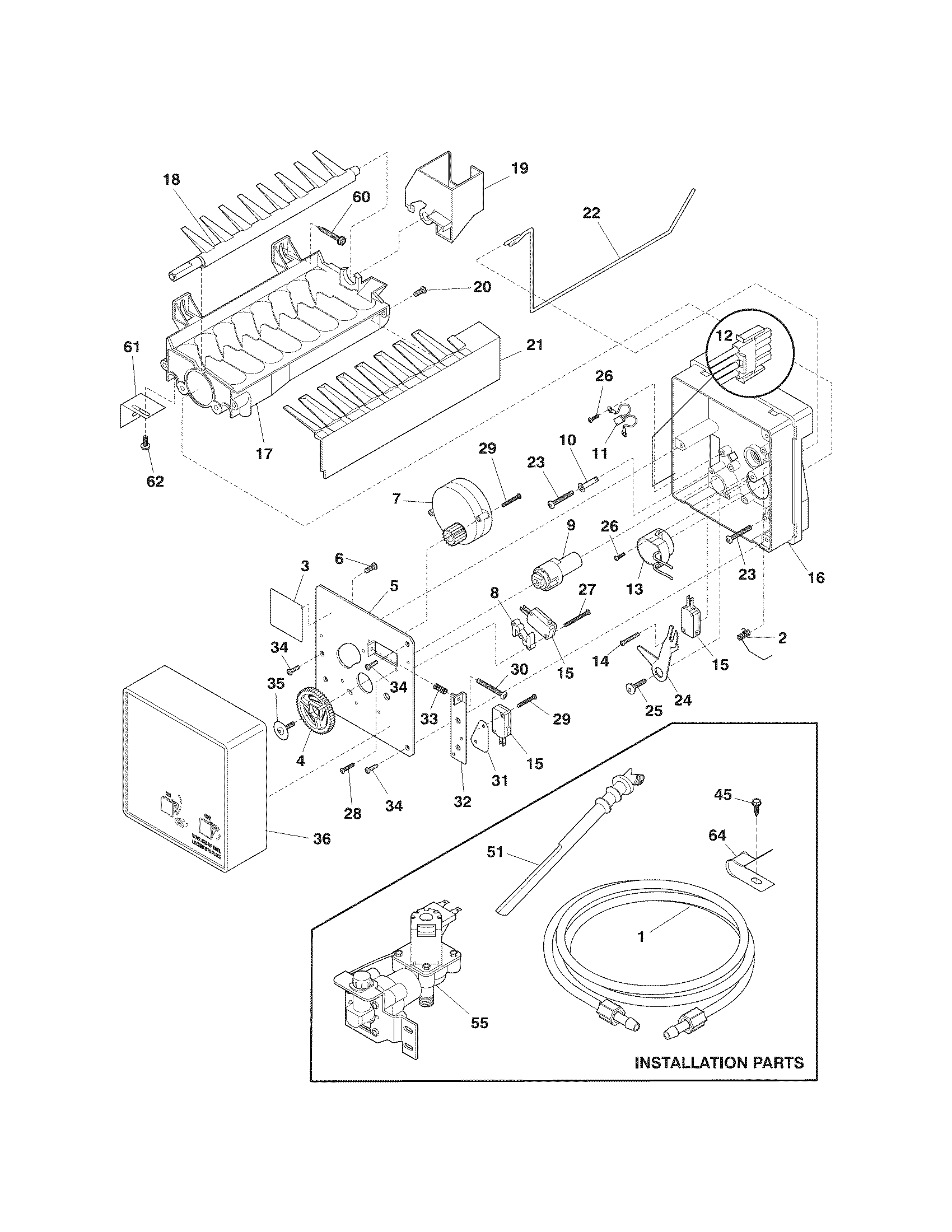 Kenmore 25372622014 ice maker diagram