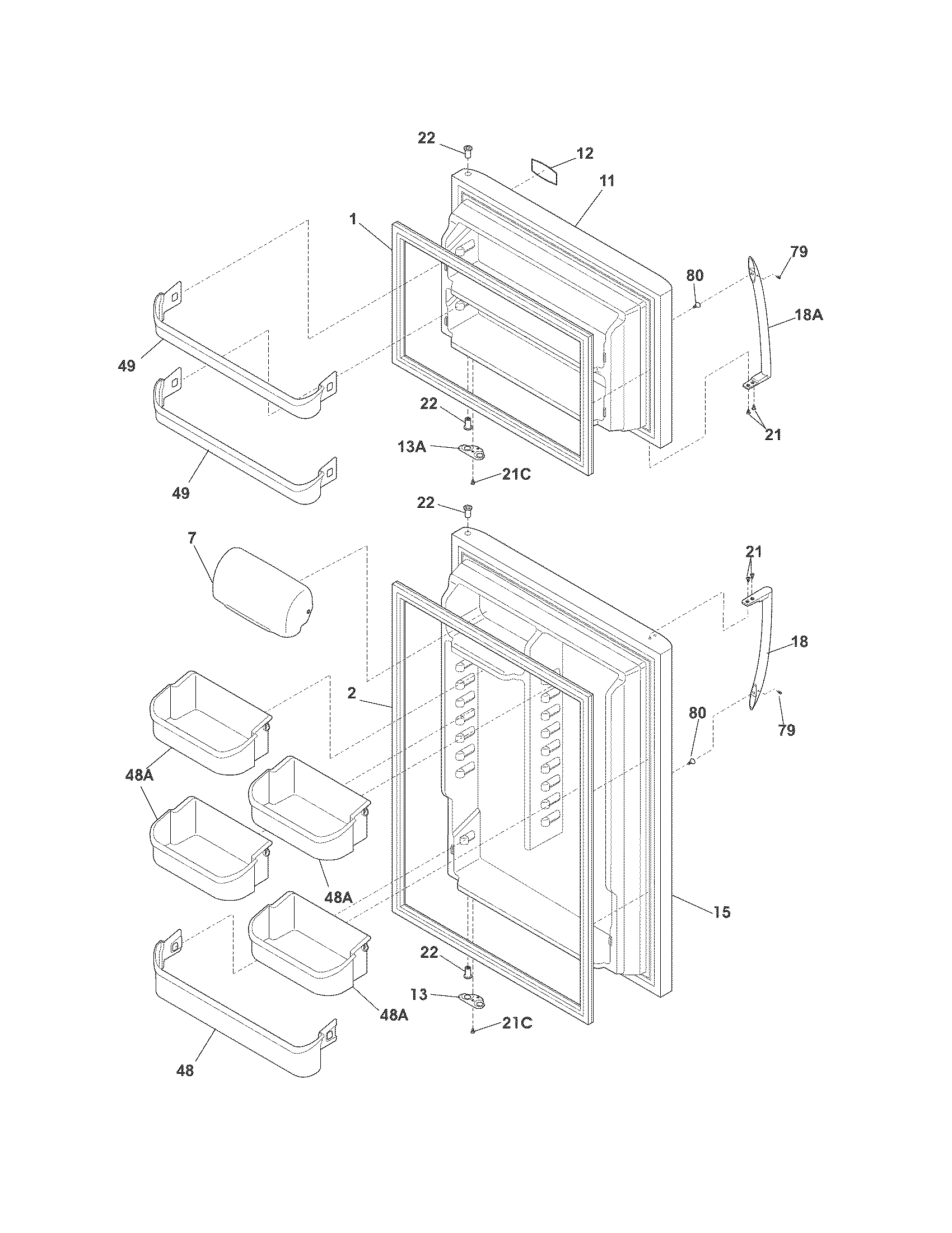 Frigidaire FGHT2144KR6 doors diagram