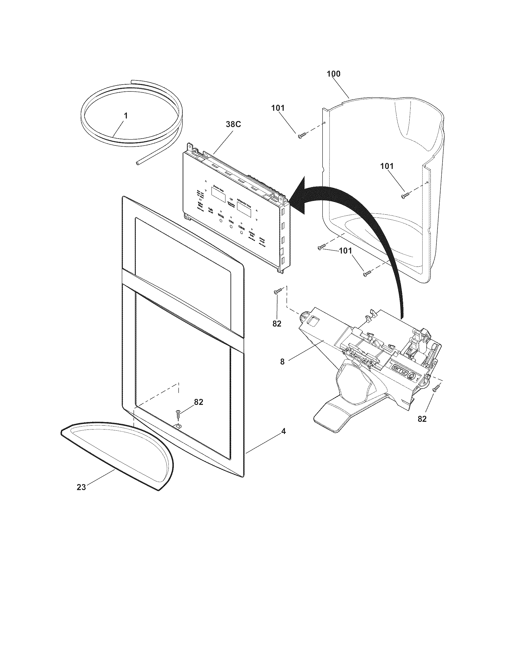 Frigidaire FGHS2342LF6 ice & water dispenser diagram