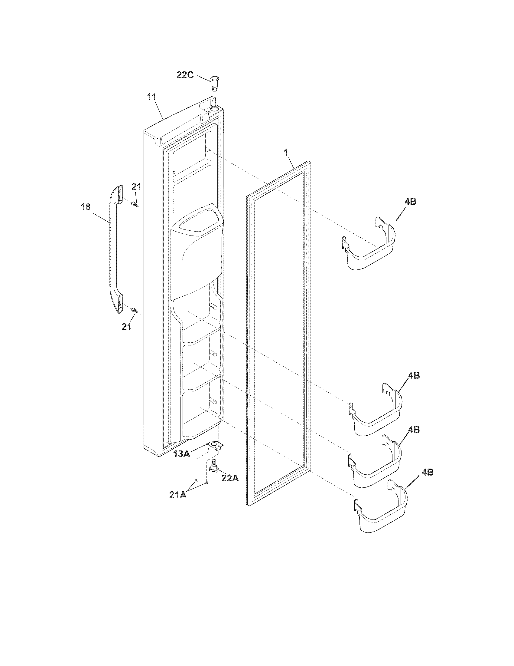 Frigidaire FFSC2323LP6 freezer door diagram