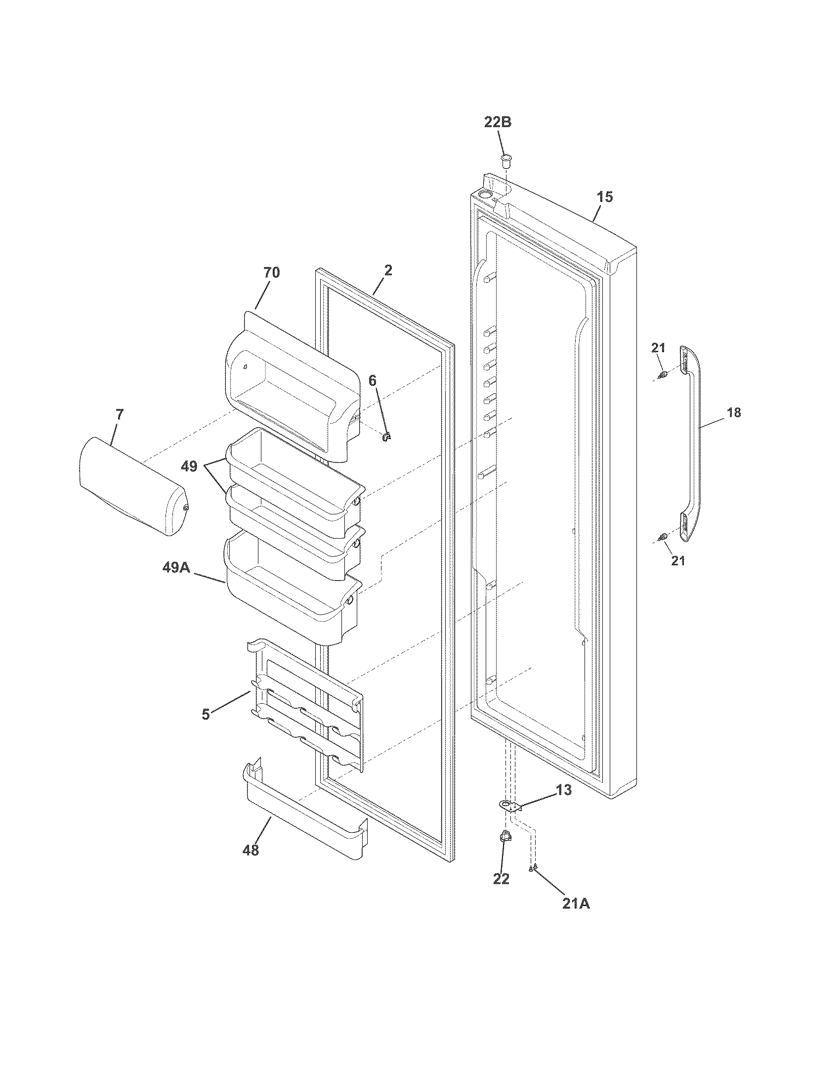 Frigidaire FFSC2323LP6 refrigerator door diagram