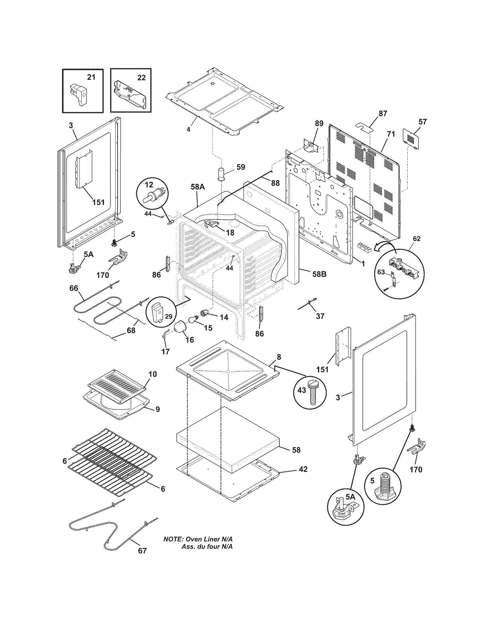 White-Westinghouse WWEF3005XWB body diagram