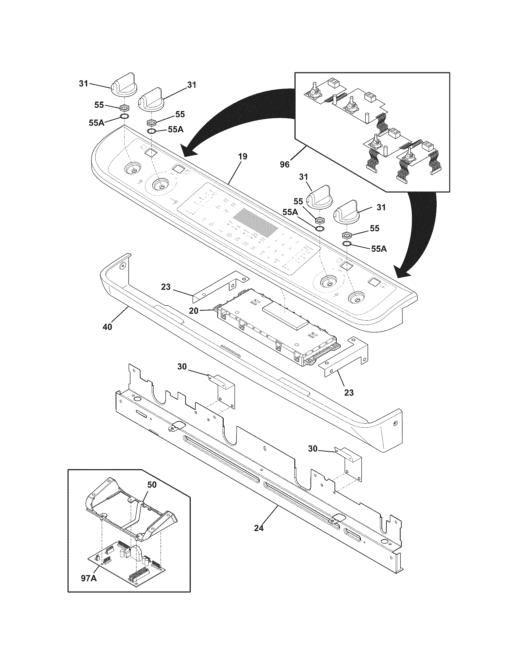 Frigidaire CGES3065KF6 backguard diagram