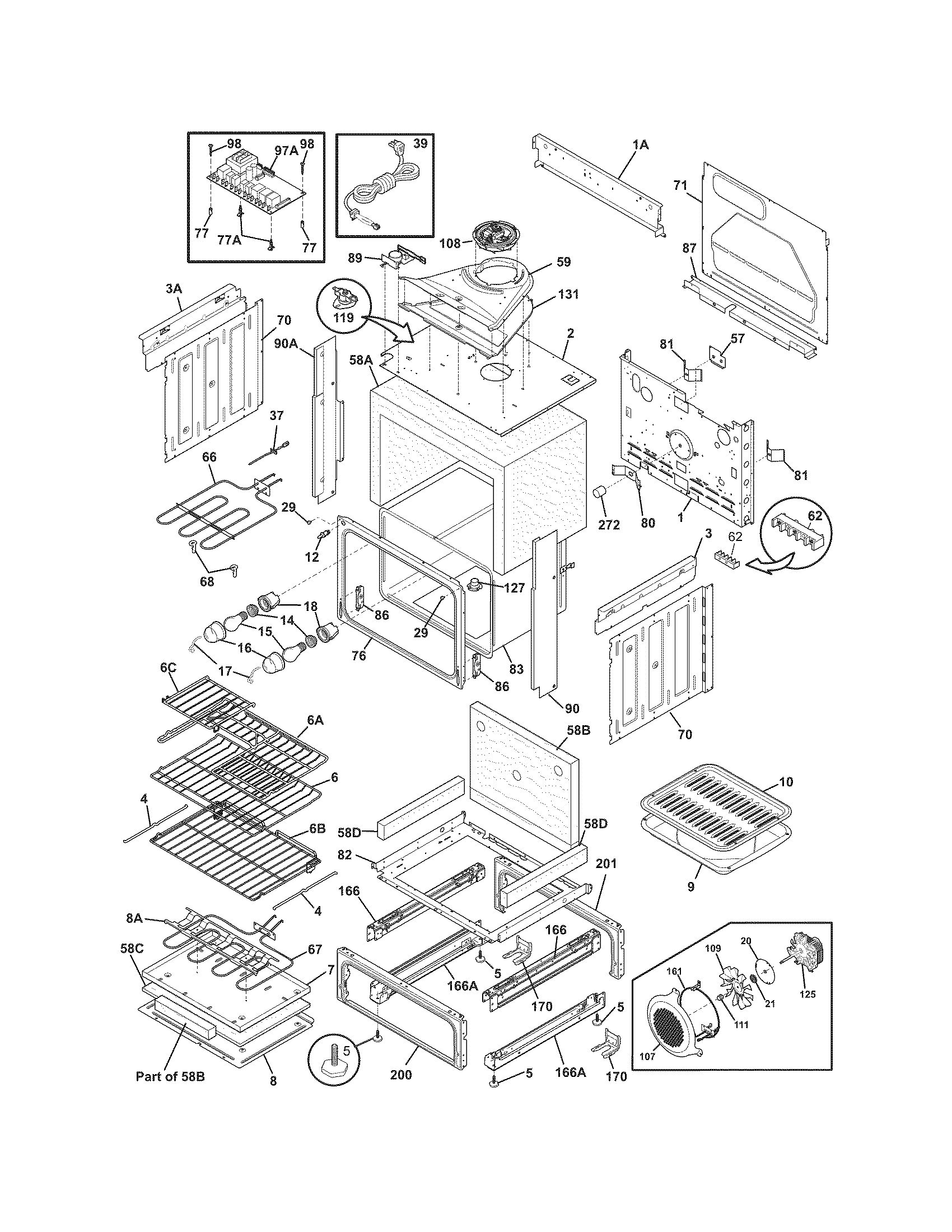 Frigidaire CGES3065KF6 body diagram