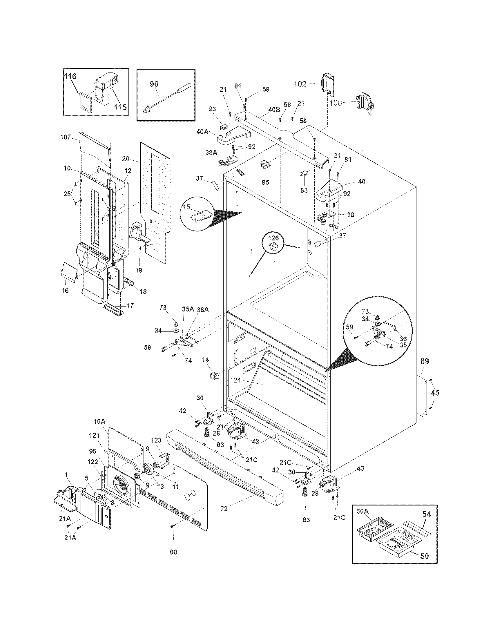 Electrolux EI23BC35KB4 cabinet diagram