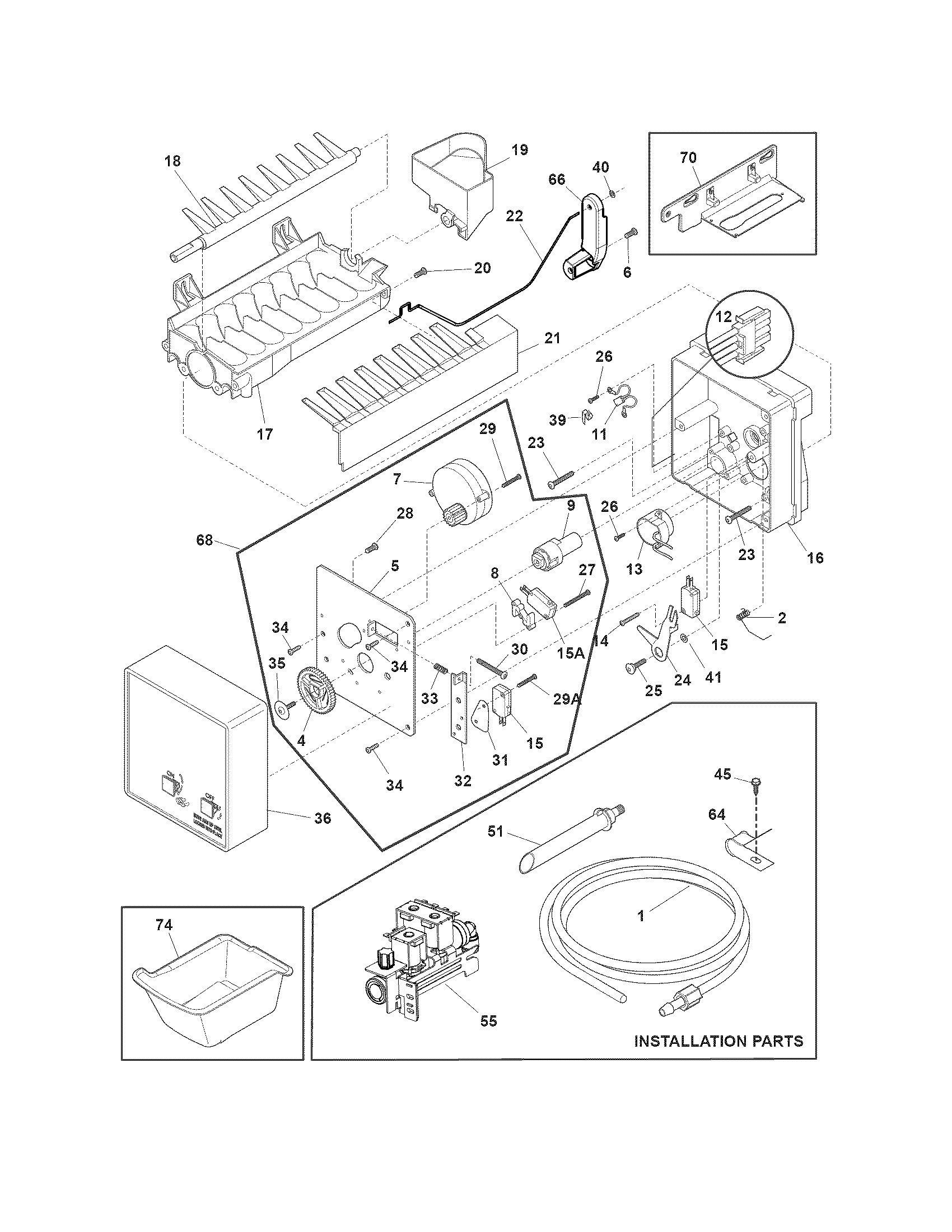 Electrolux EI23BC35KB4 freezer ice maker diagram