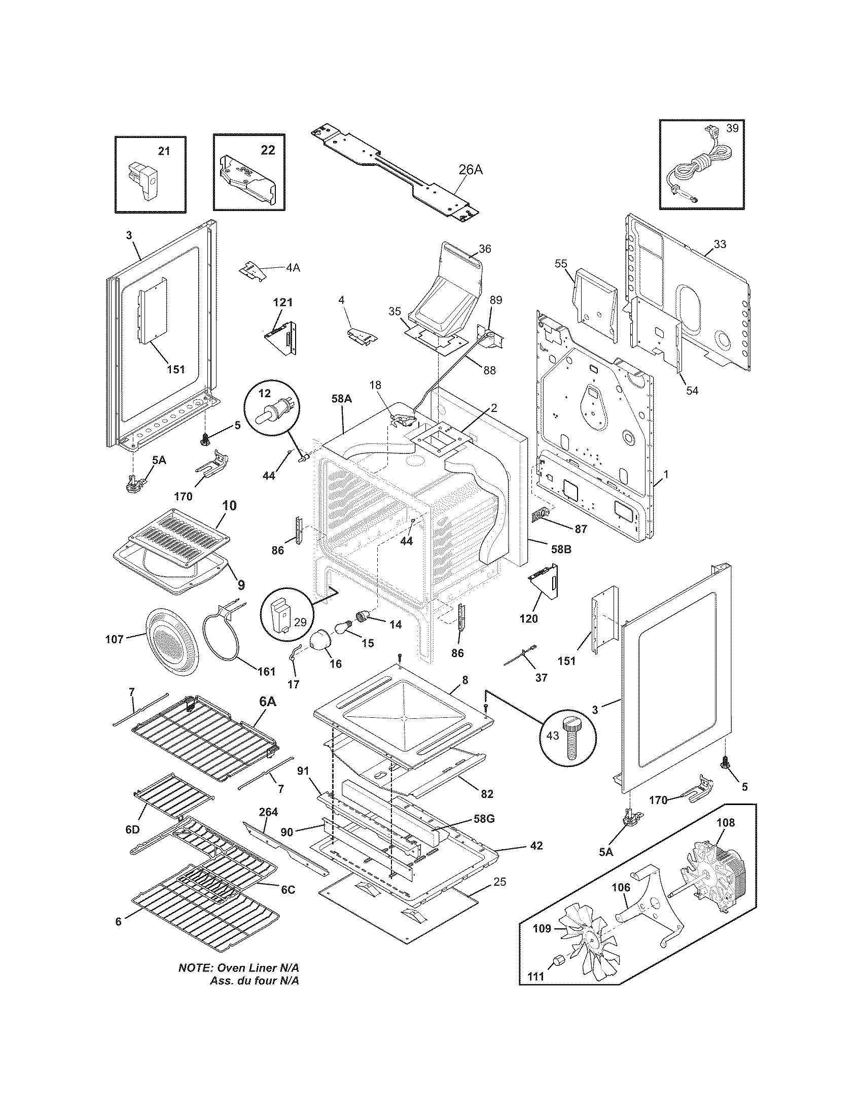 Frigidaire CGGF3054MBB body diagram