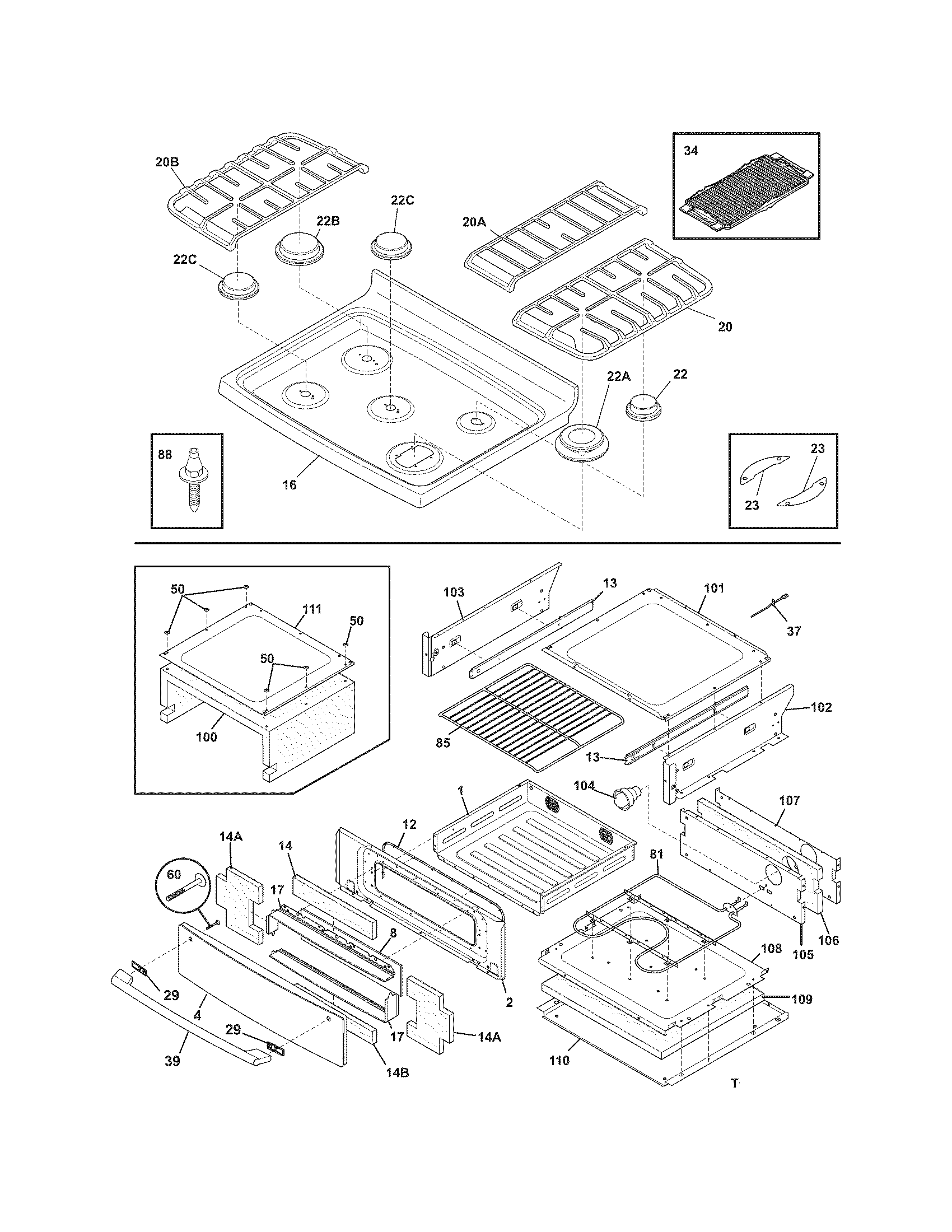 Electrolux EW30GF65GWD top/drawer diagram