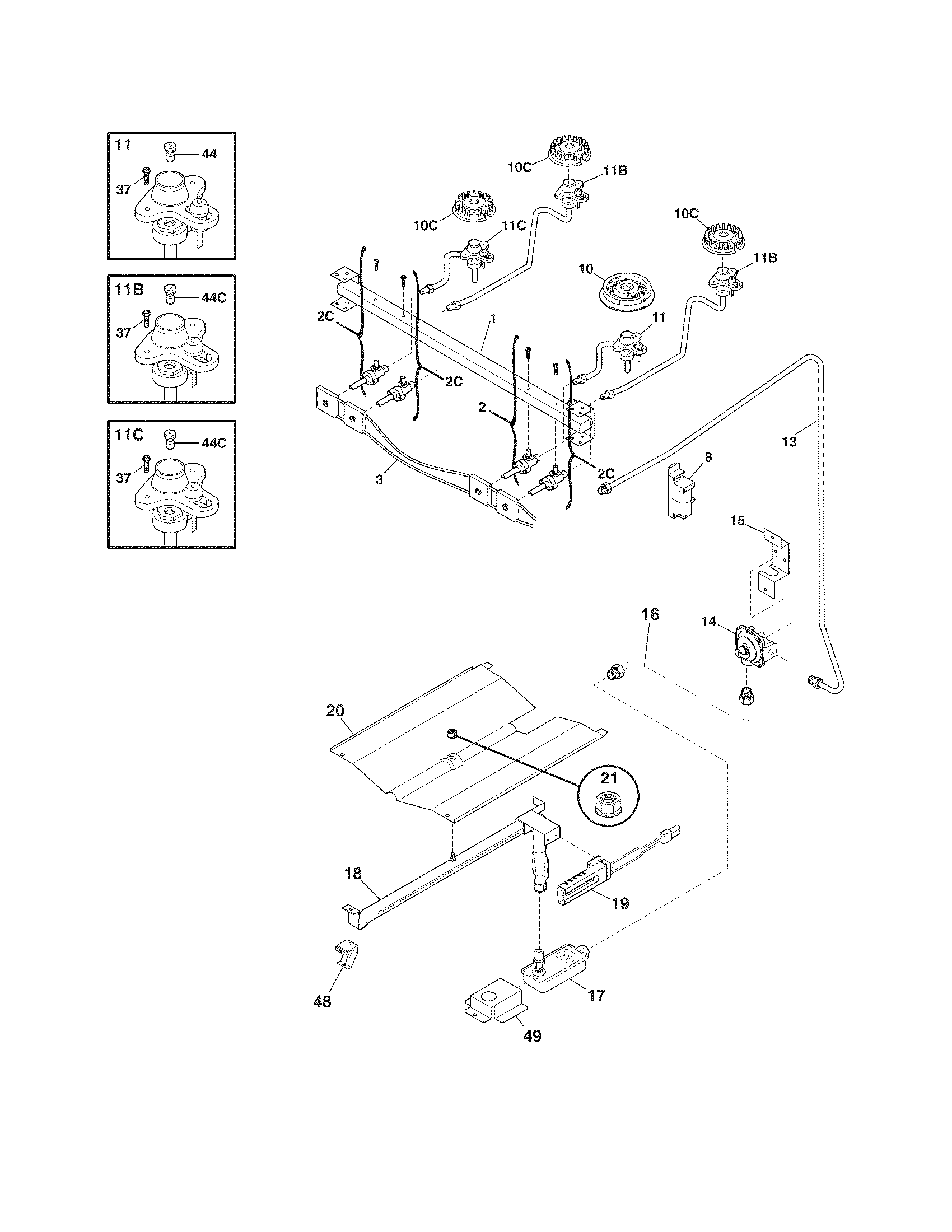 Frigidaire FLF337ECN burner diagram