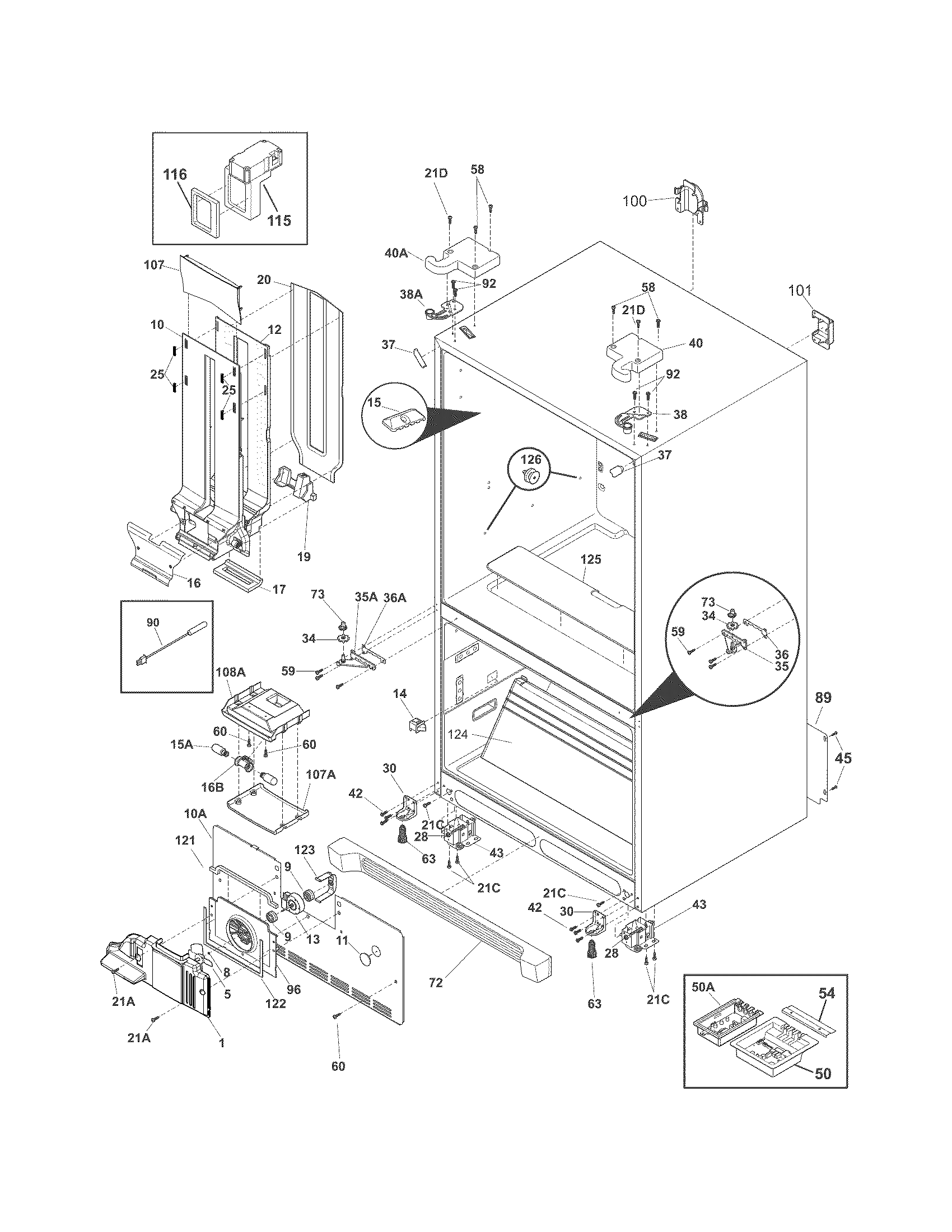 Frigidaire FPHG2399MF6 cabinet diagram