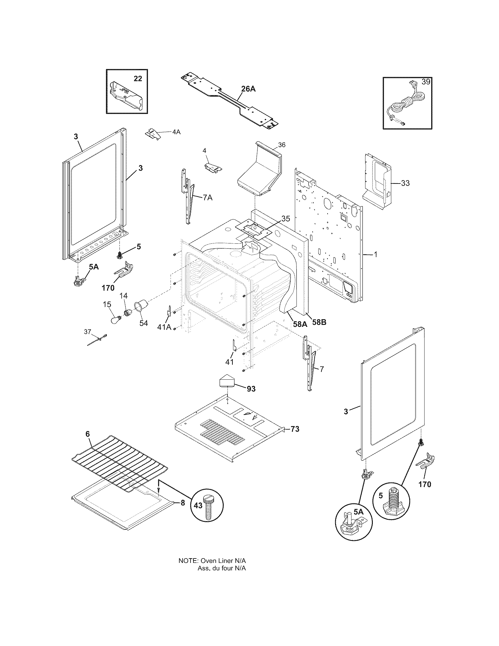 Frigidaire FFGF3013ZWA body diagram