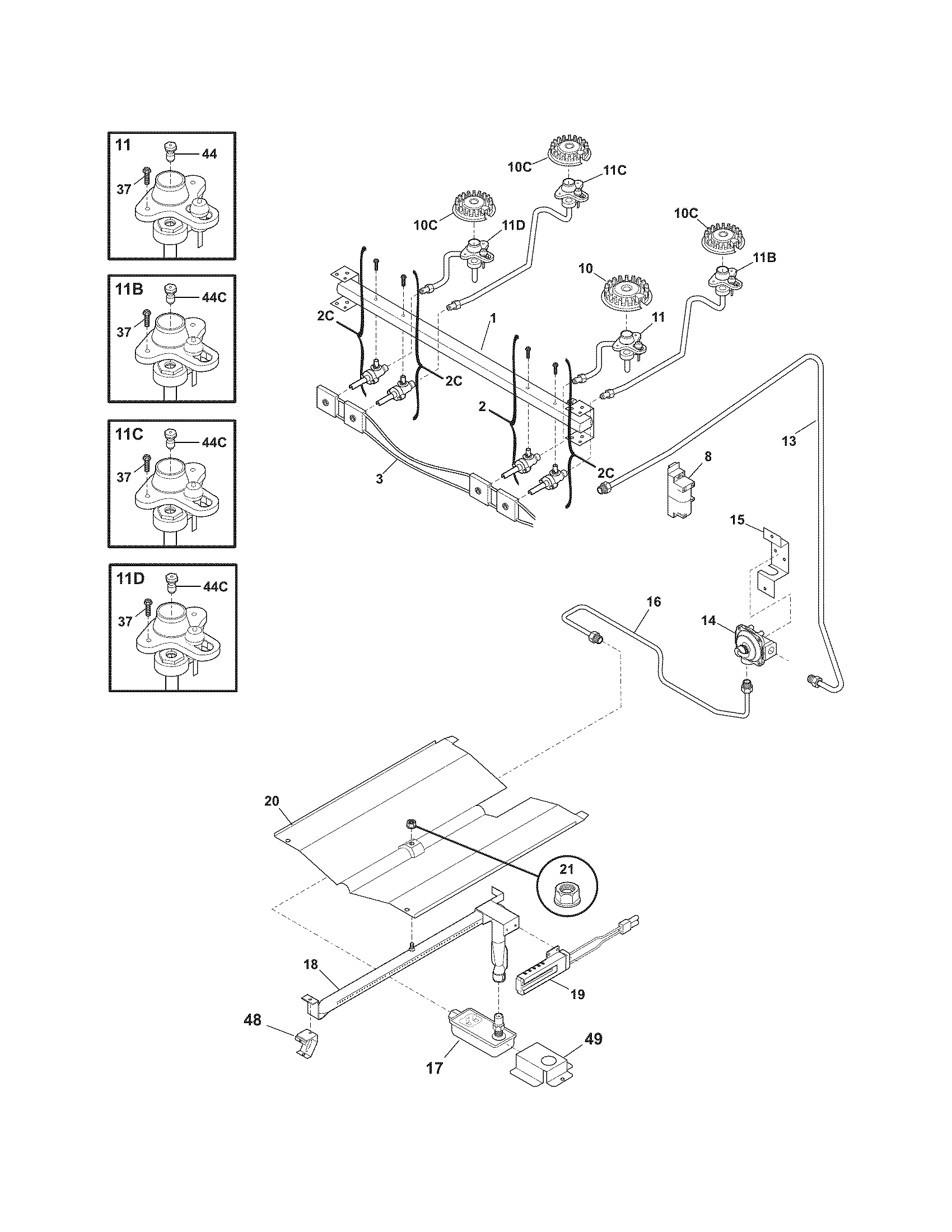 Frigidaire FLF337EWH burner diagram