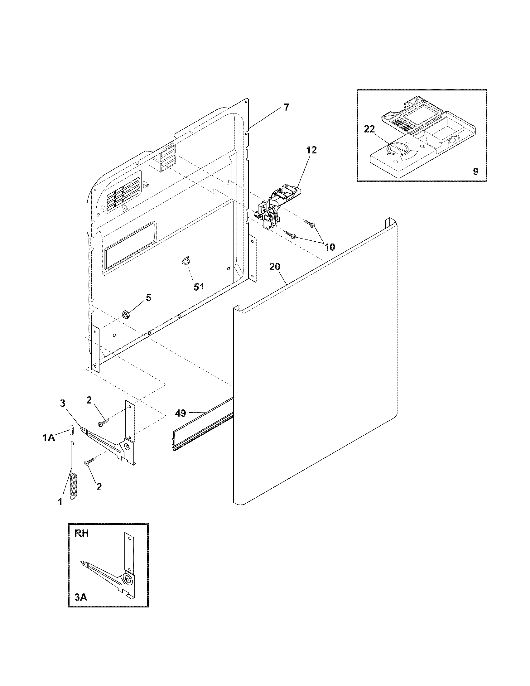 Kenmore 58714019408A door diagram