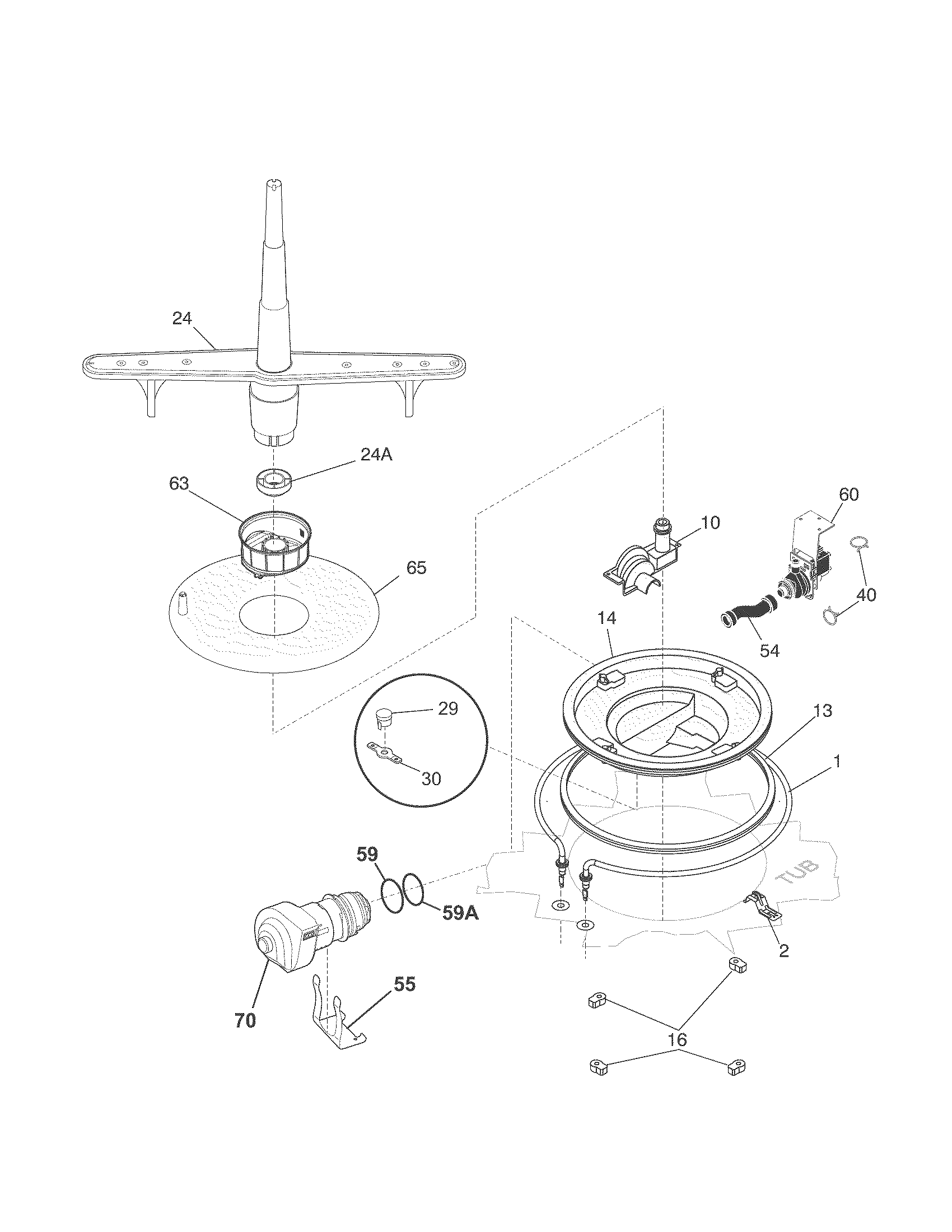 Kenmore 58714019408A motor & pump diagram
