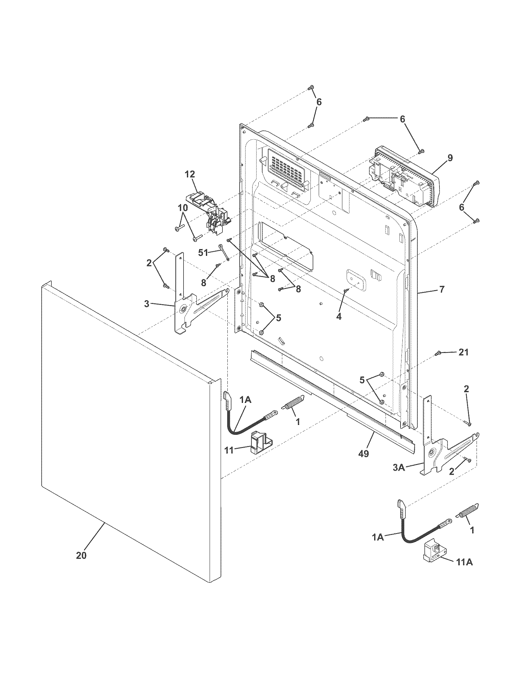 Crosley CDB500NW0A door diagram