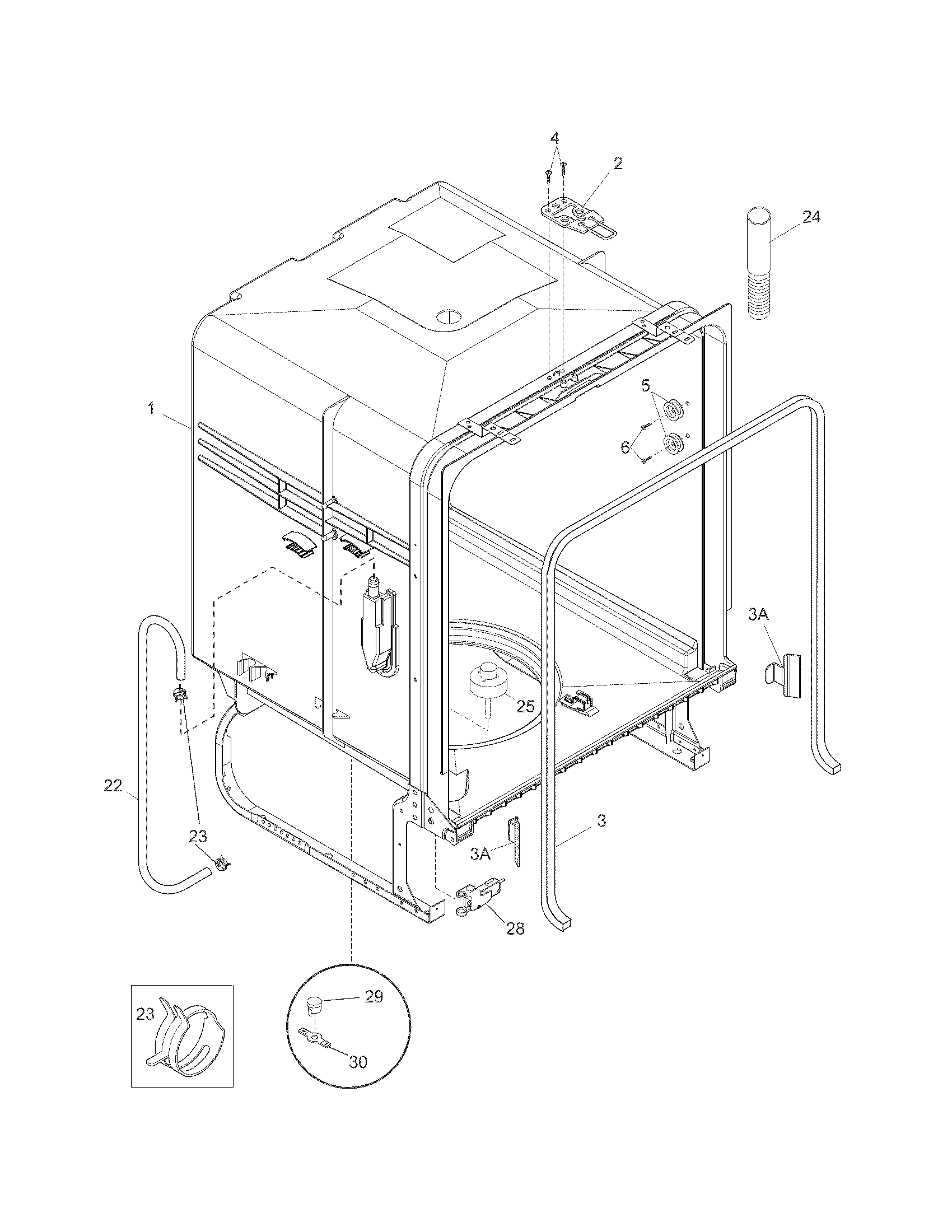 Crosley CDB500NW0A tub diagram