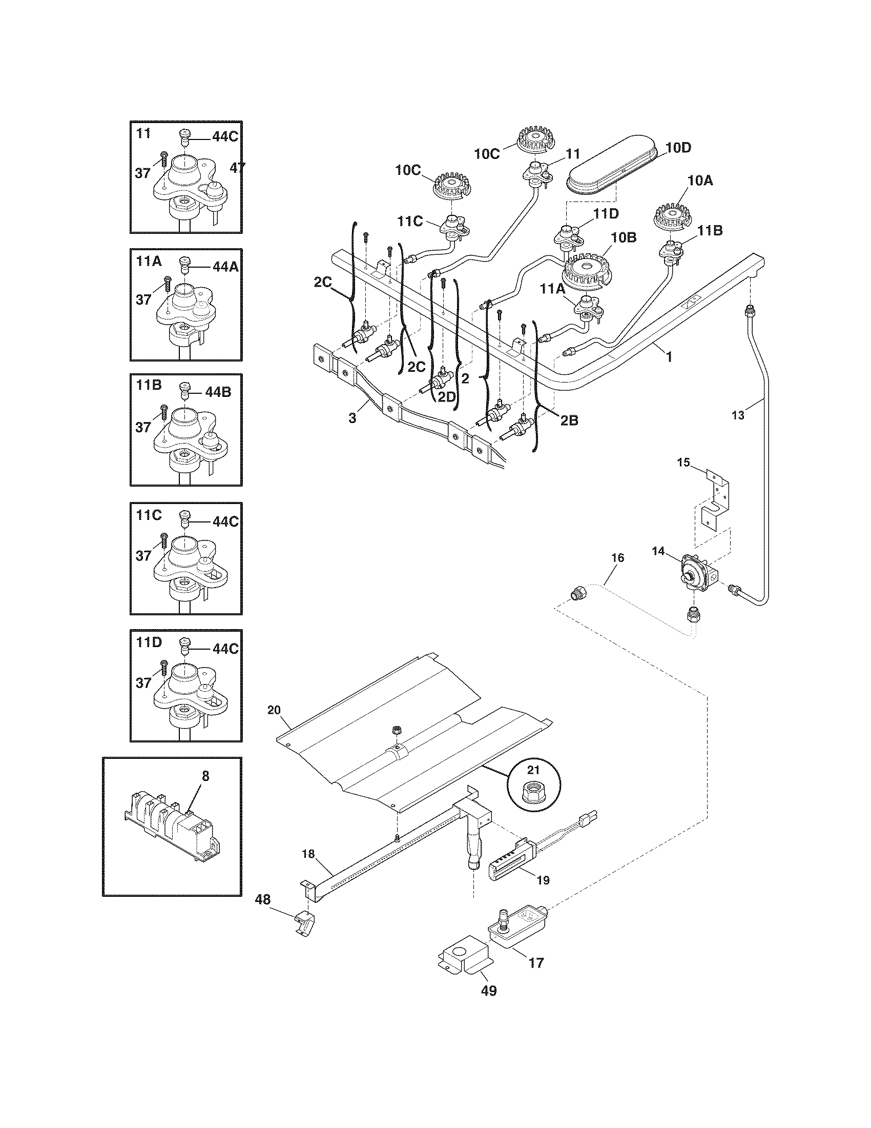 Frigidaire FLF345HSA burner diagram