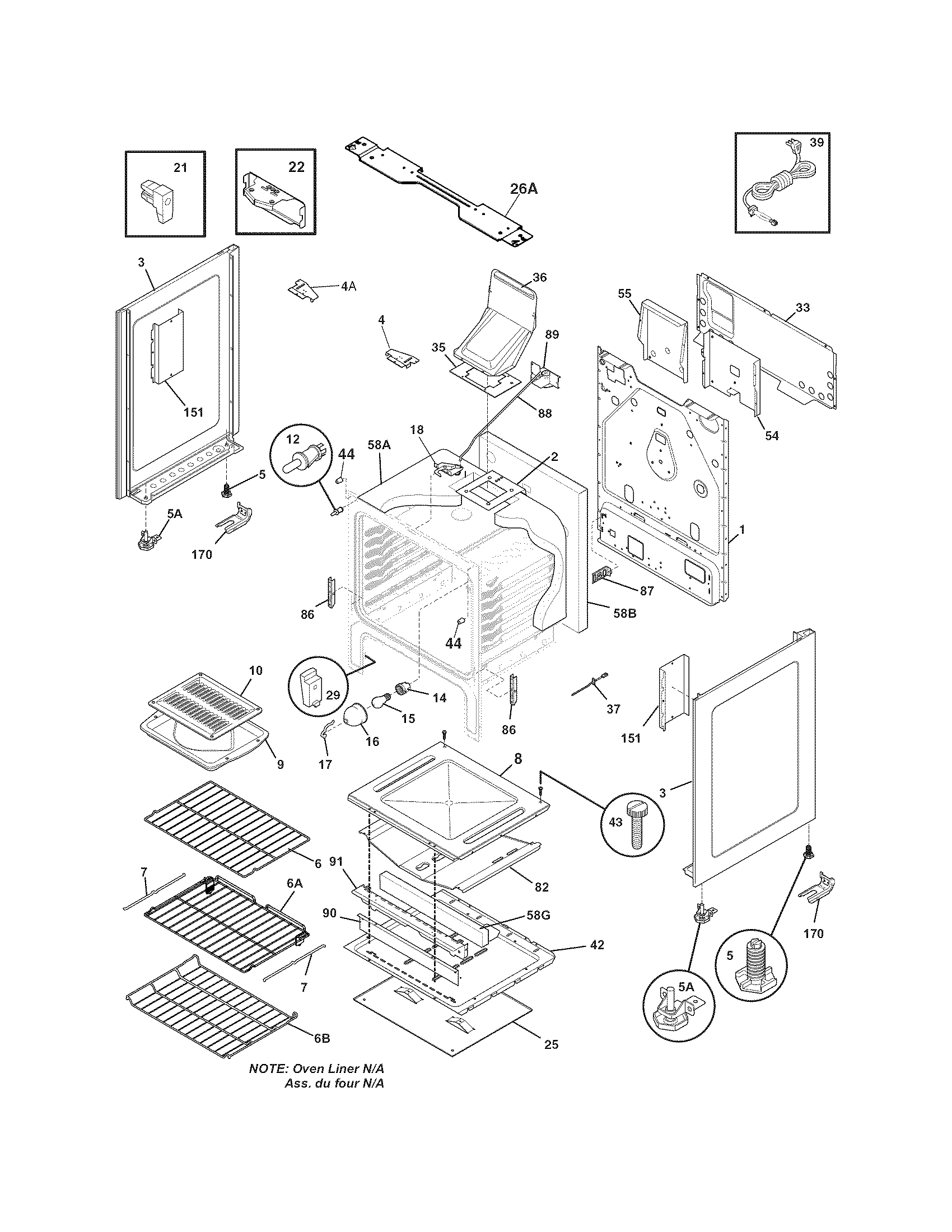 Frigidaire LGGF3042KFK body diagram