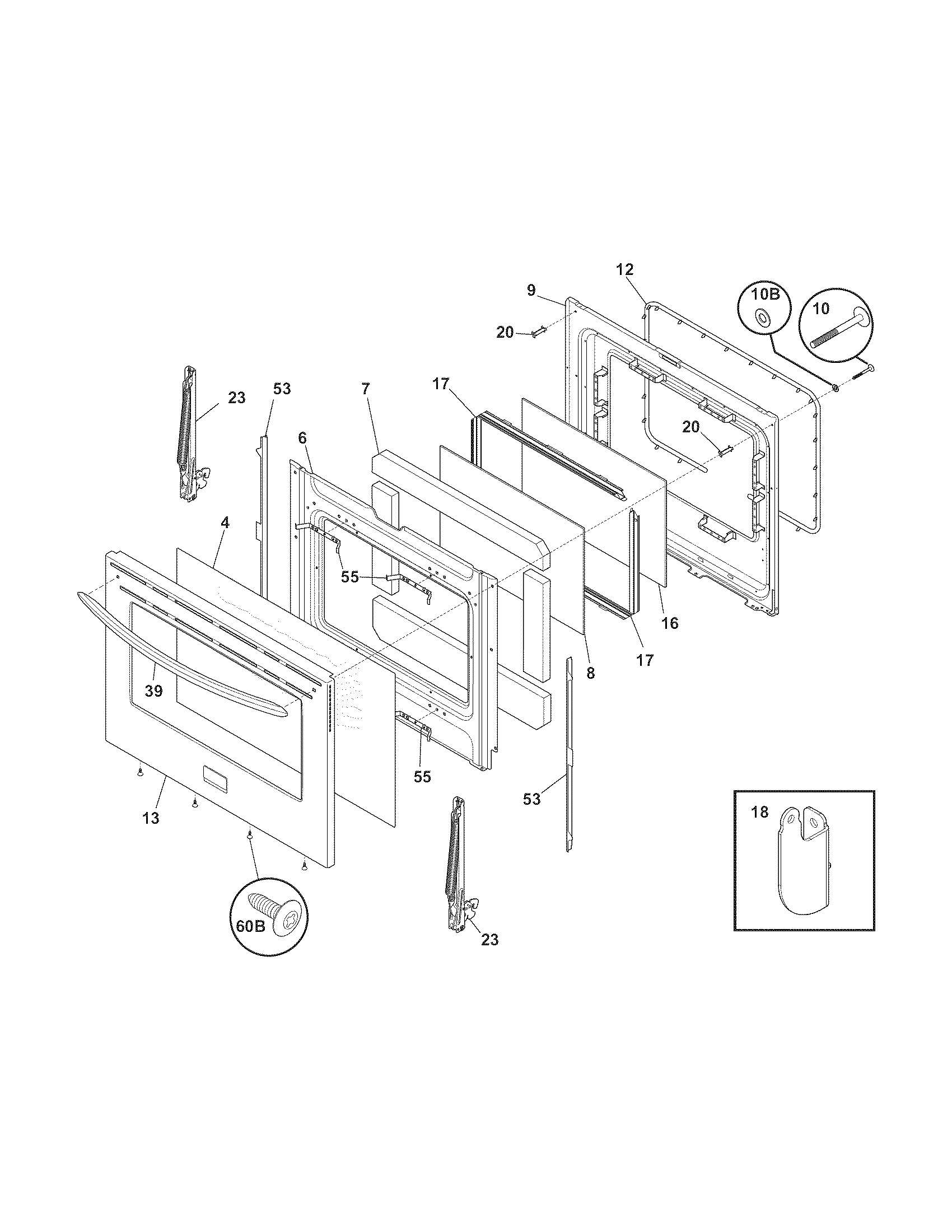 Frigidaire LGGF3042KFK door diagram