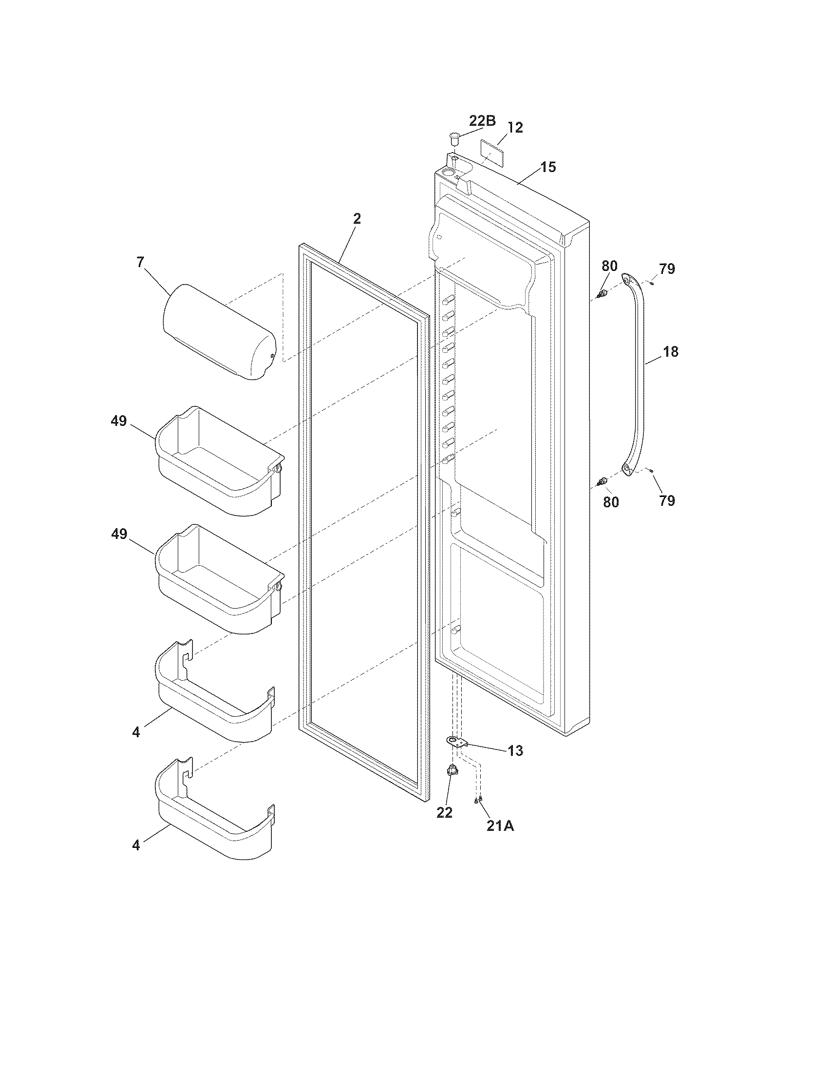 Frigidaire DGUS2645LF3 refrigerator door diagram