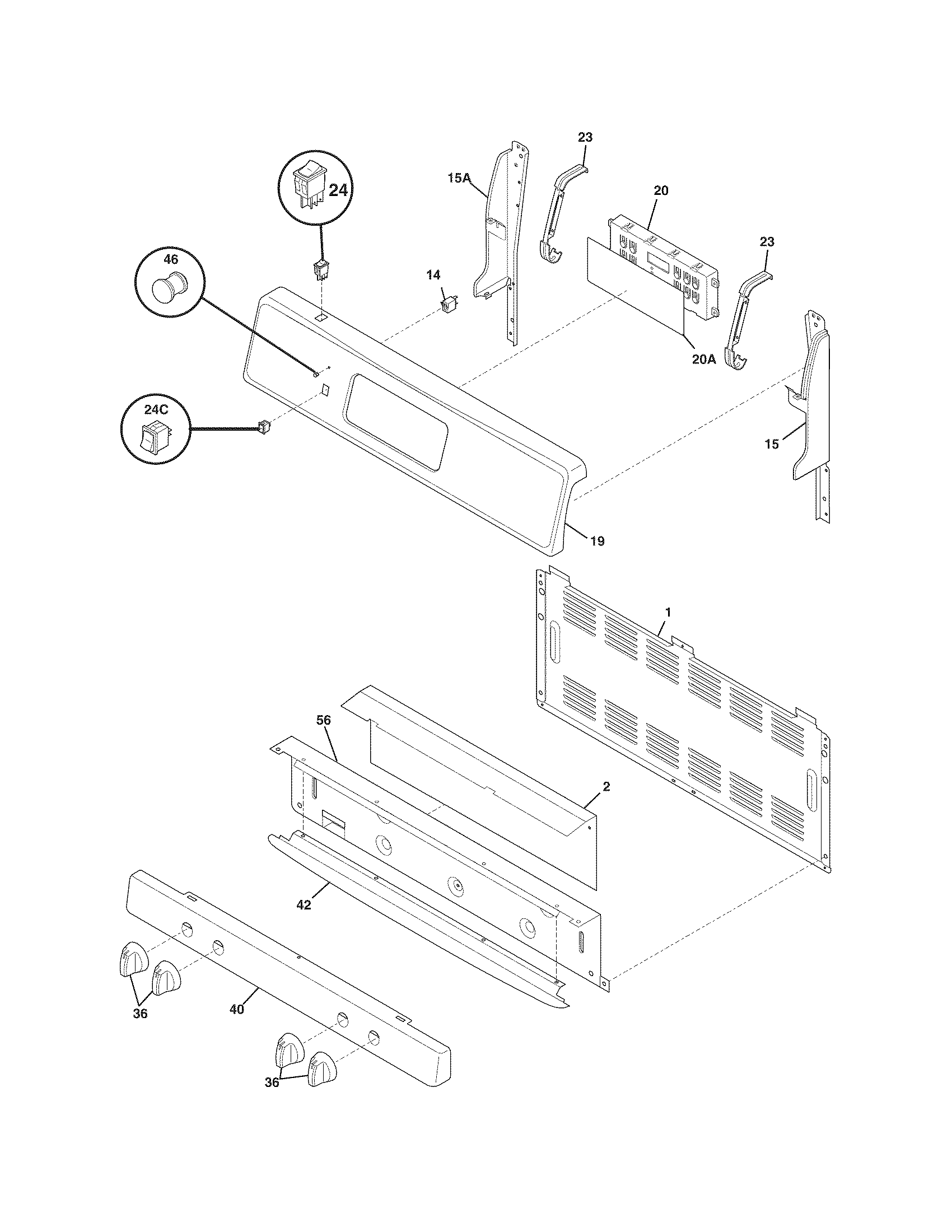 Frigidaire LFGF3019NWA backguard diagram