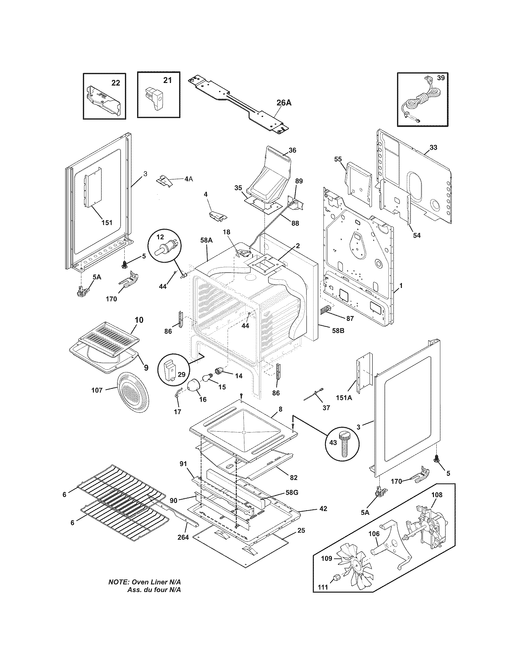 Frigidaire LFGF3019NWA body diagram