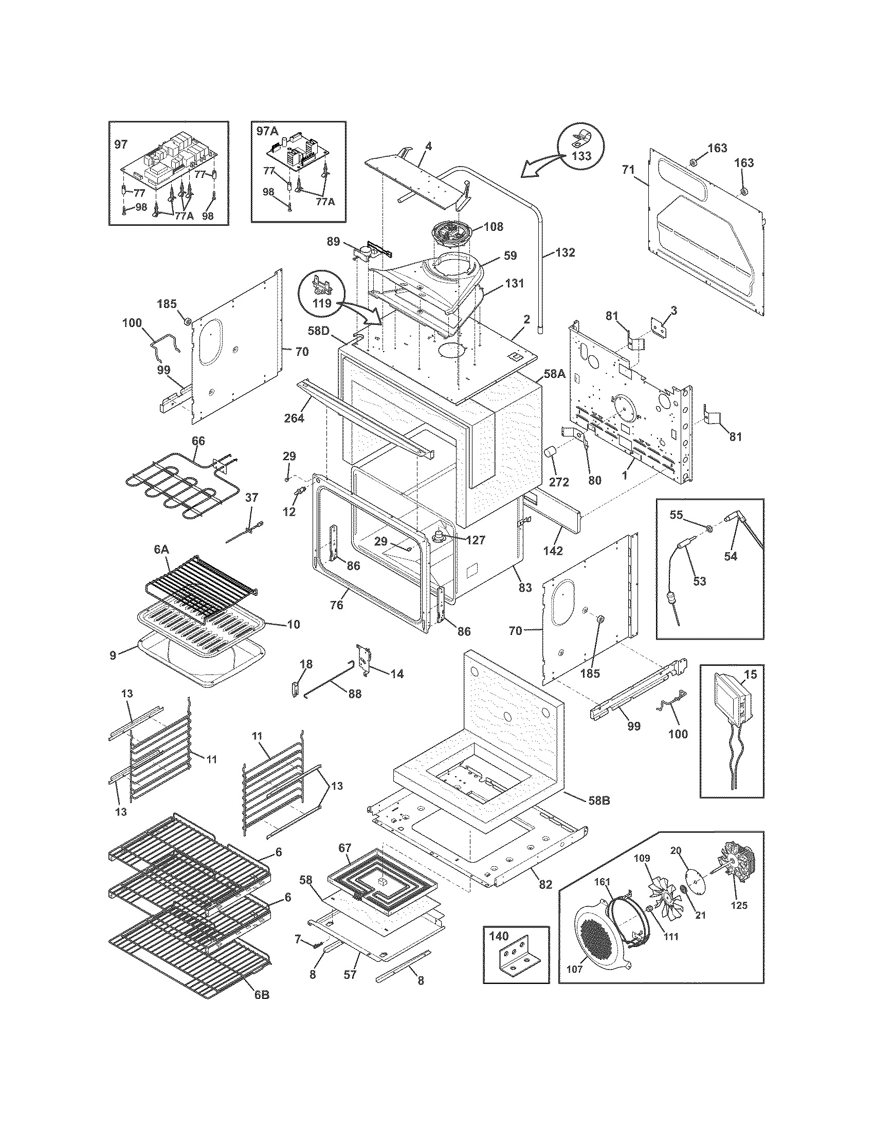 Electrolux EW30EW65GSA upper oven diagram