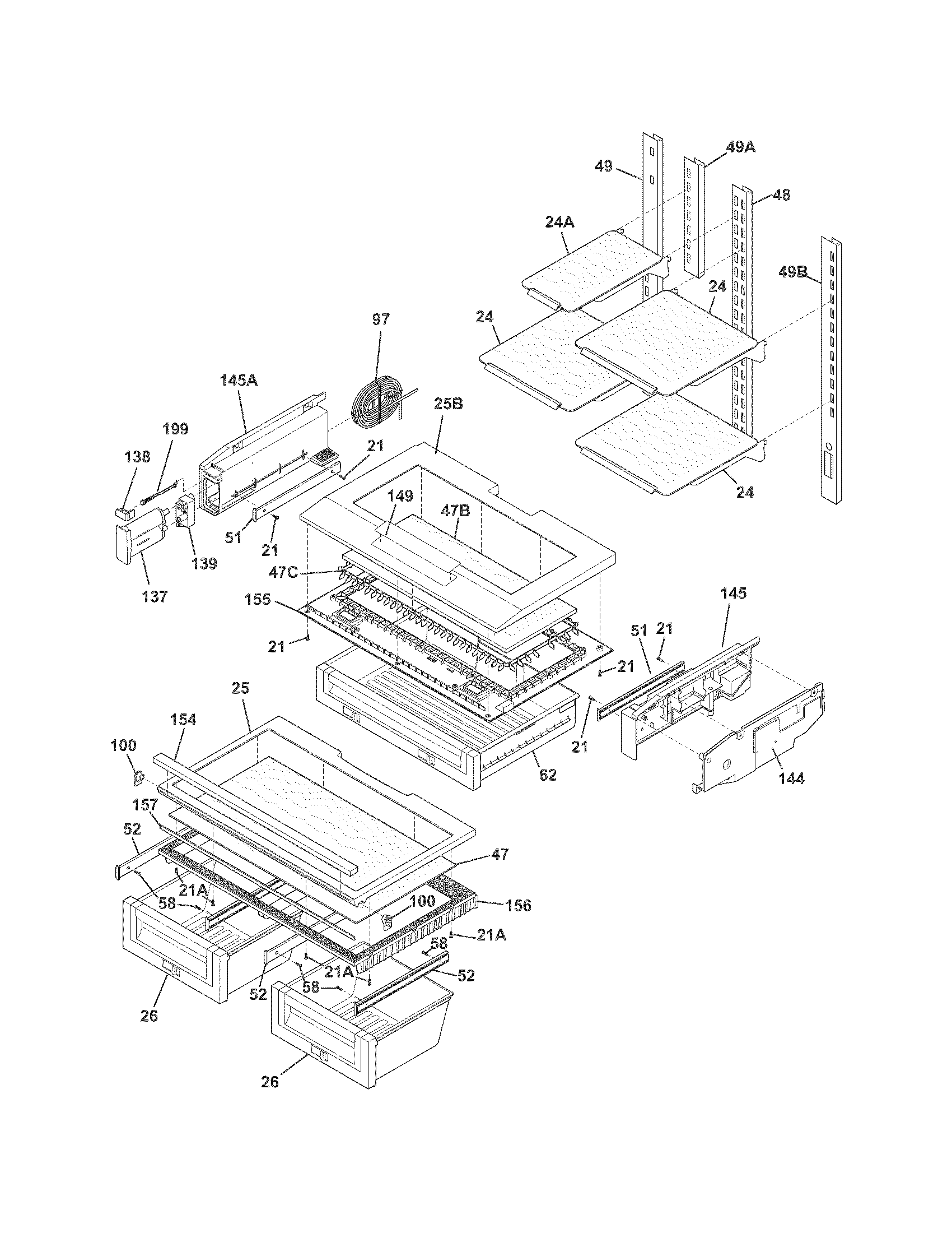 Electrolux EI27BS26JB9 shelves diagram