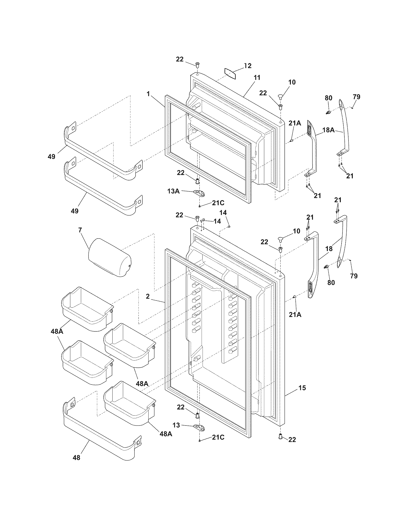 Frigidaire DFHT1843MW6 doors diagram
