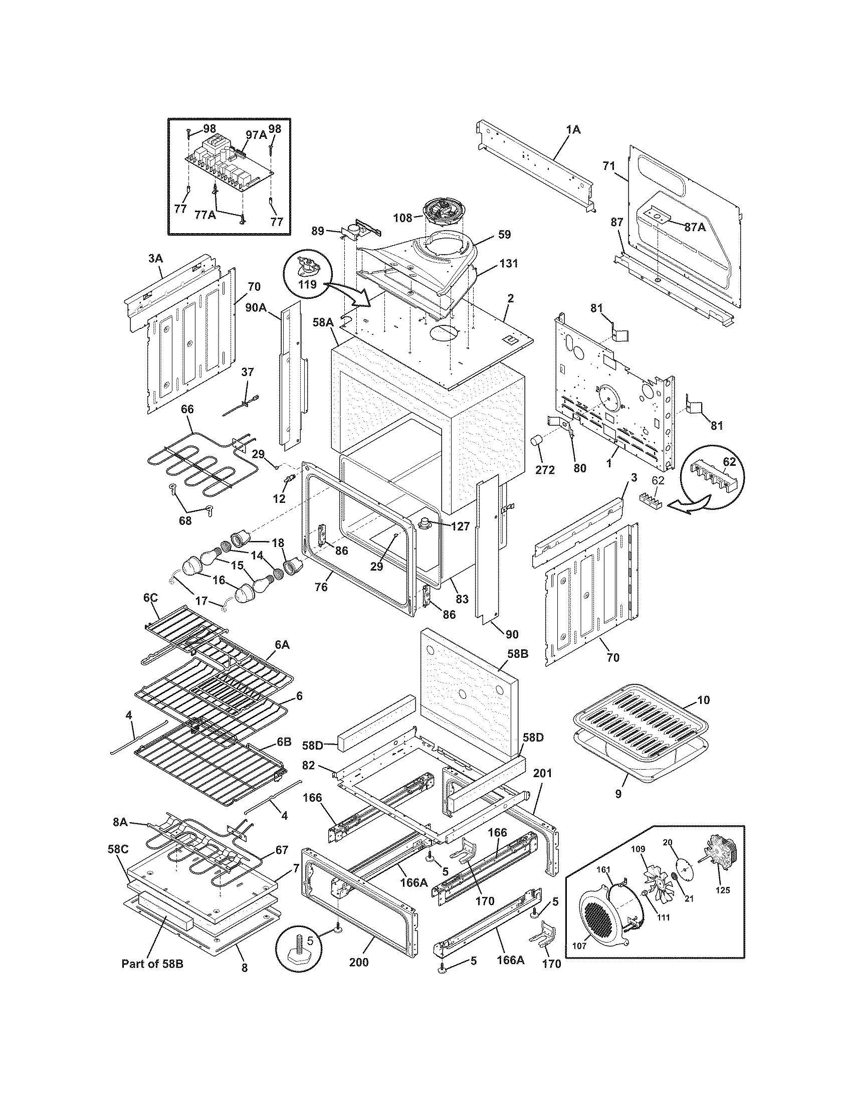 Frigidaire FGES3065KFG body diagram